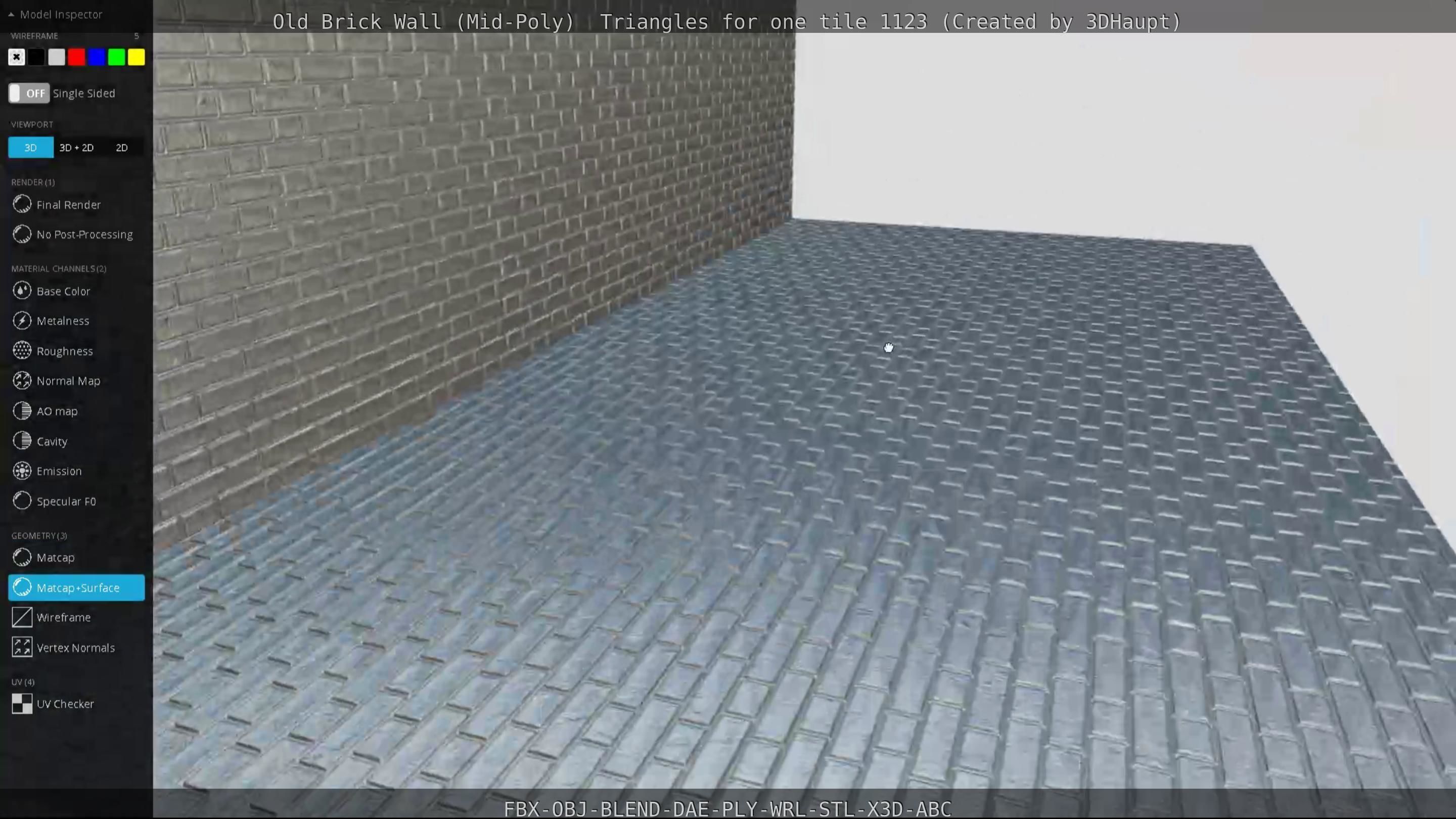 Old Brick Wall Mid-Poly Tile Low-poly 3D model_28