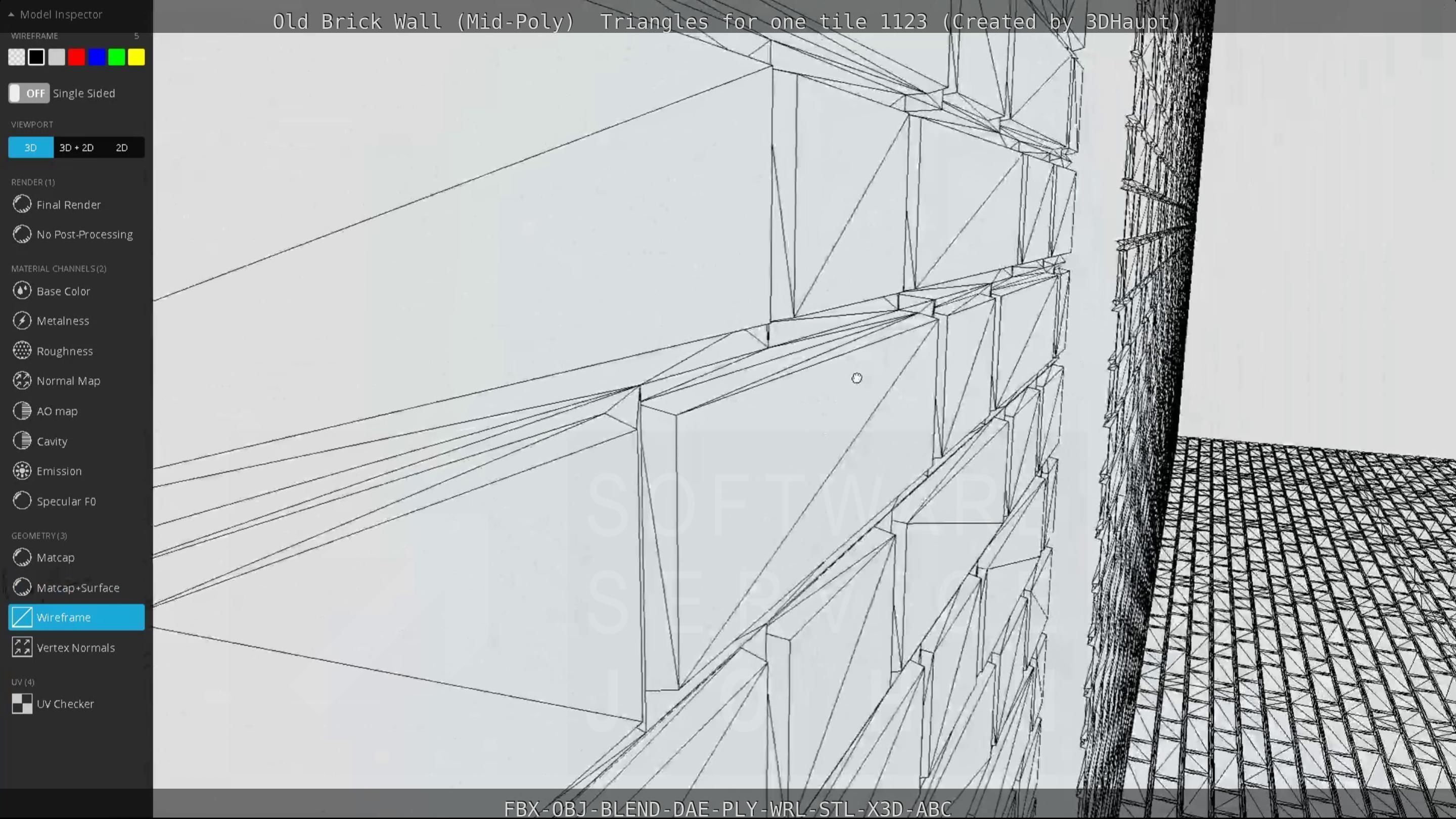 Old Brick Wall Mid-Poly Tile Low-poly 3D model_100