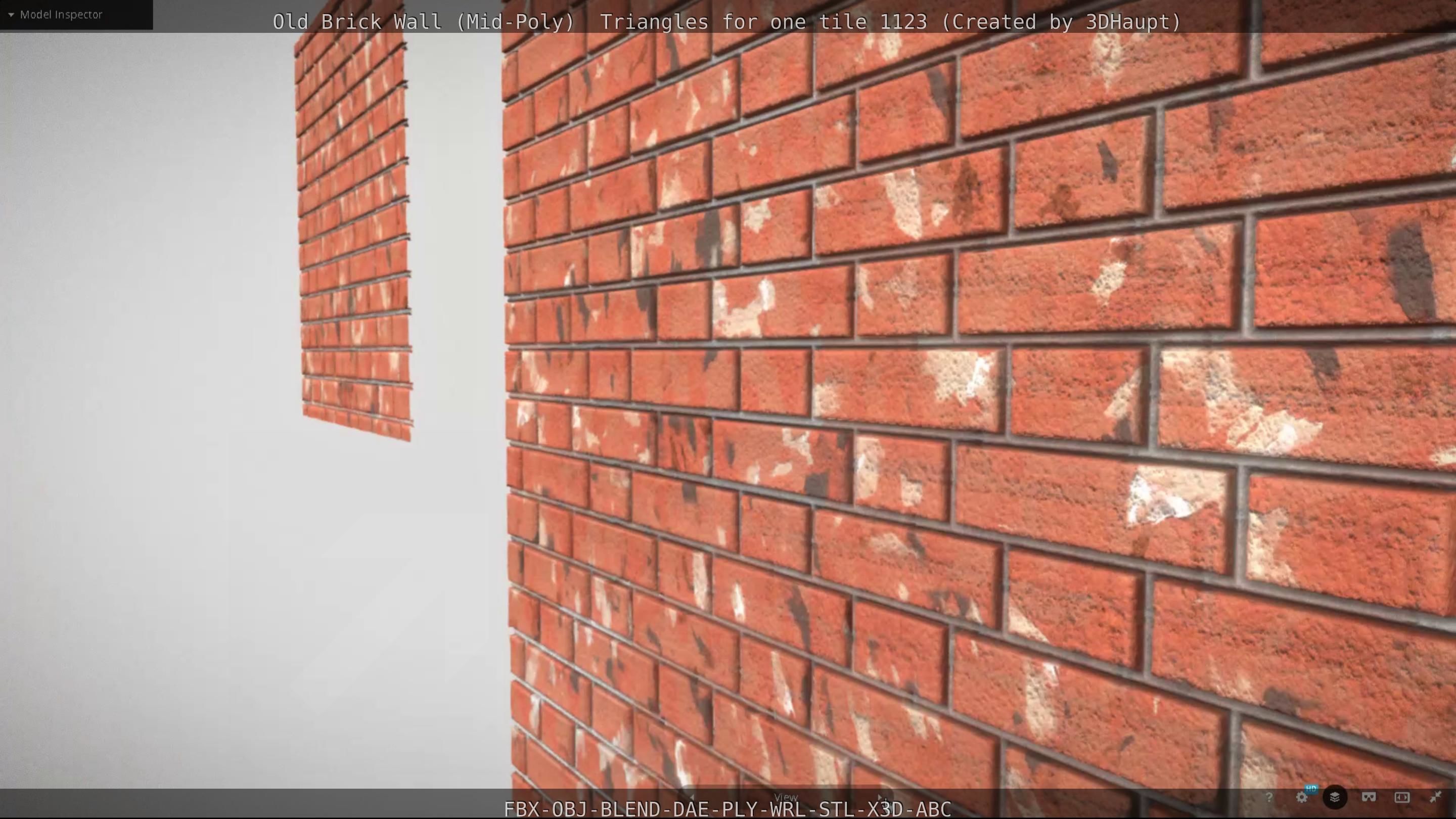 Old Brick Wall Mid-Poly Tile Low-poly 3D model_15