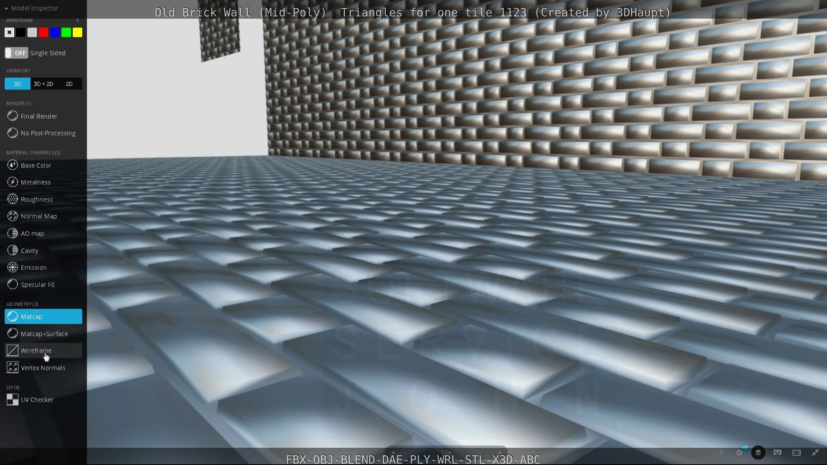 Old Brick Wall Mid-Poly Tile Low-poly 3D model_119