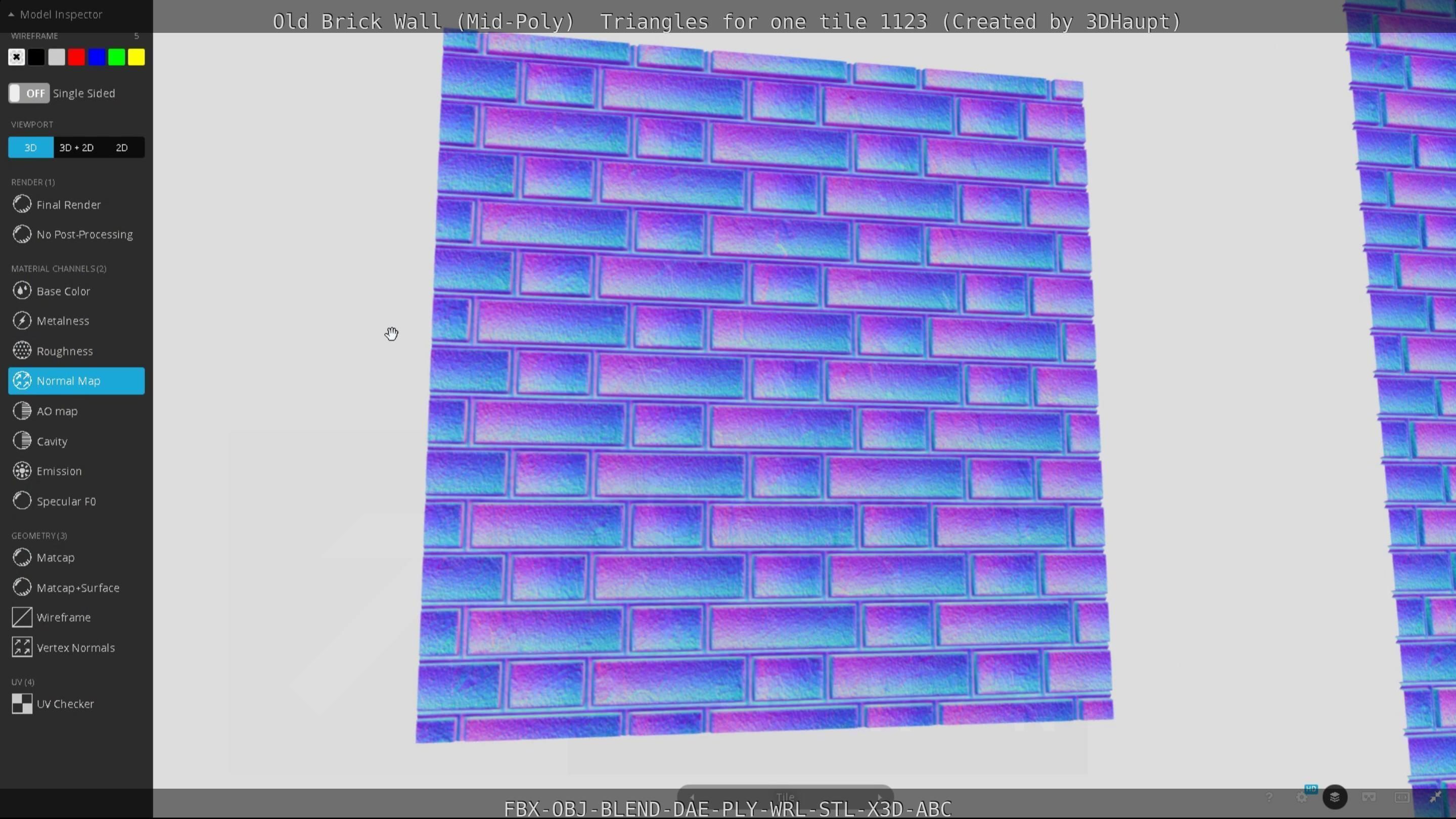 Old Brick Wall Mid-Poly Tile Low-poly 3D model_79