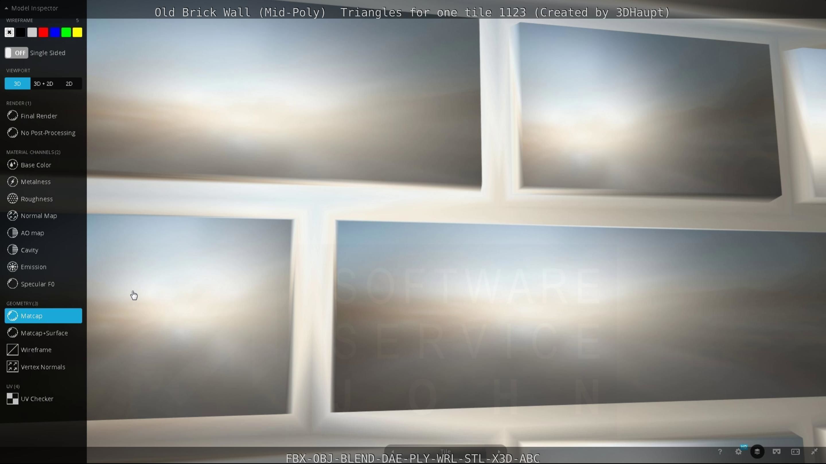 Old Brick Wall Mid-Poly Tile Low-poly 3D model_84