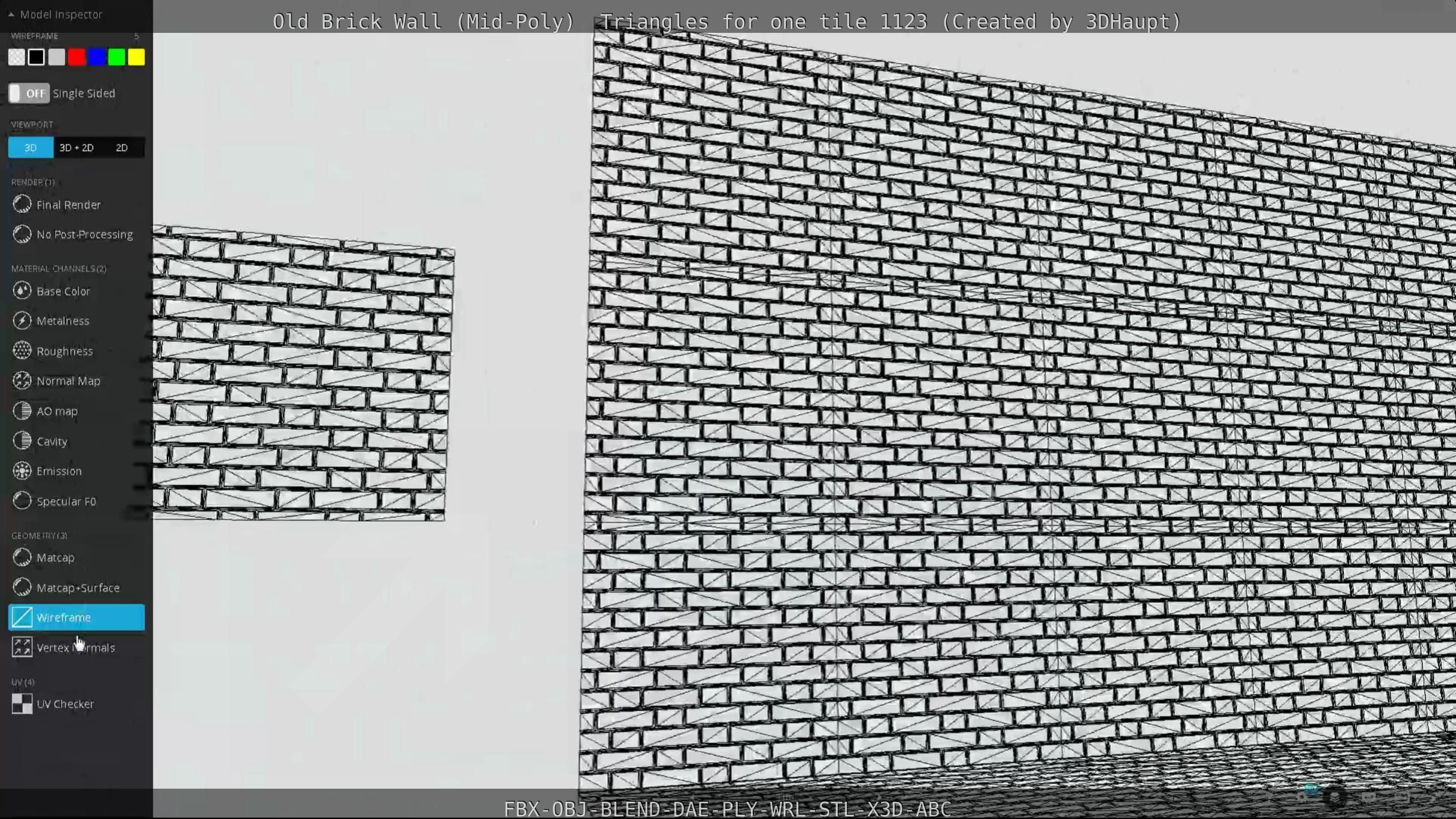 Old Brick Wall Mid-Poly Tile Low-poly 3D model_23
