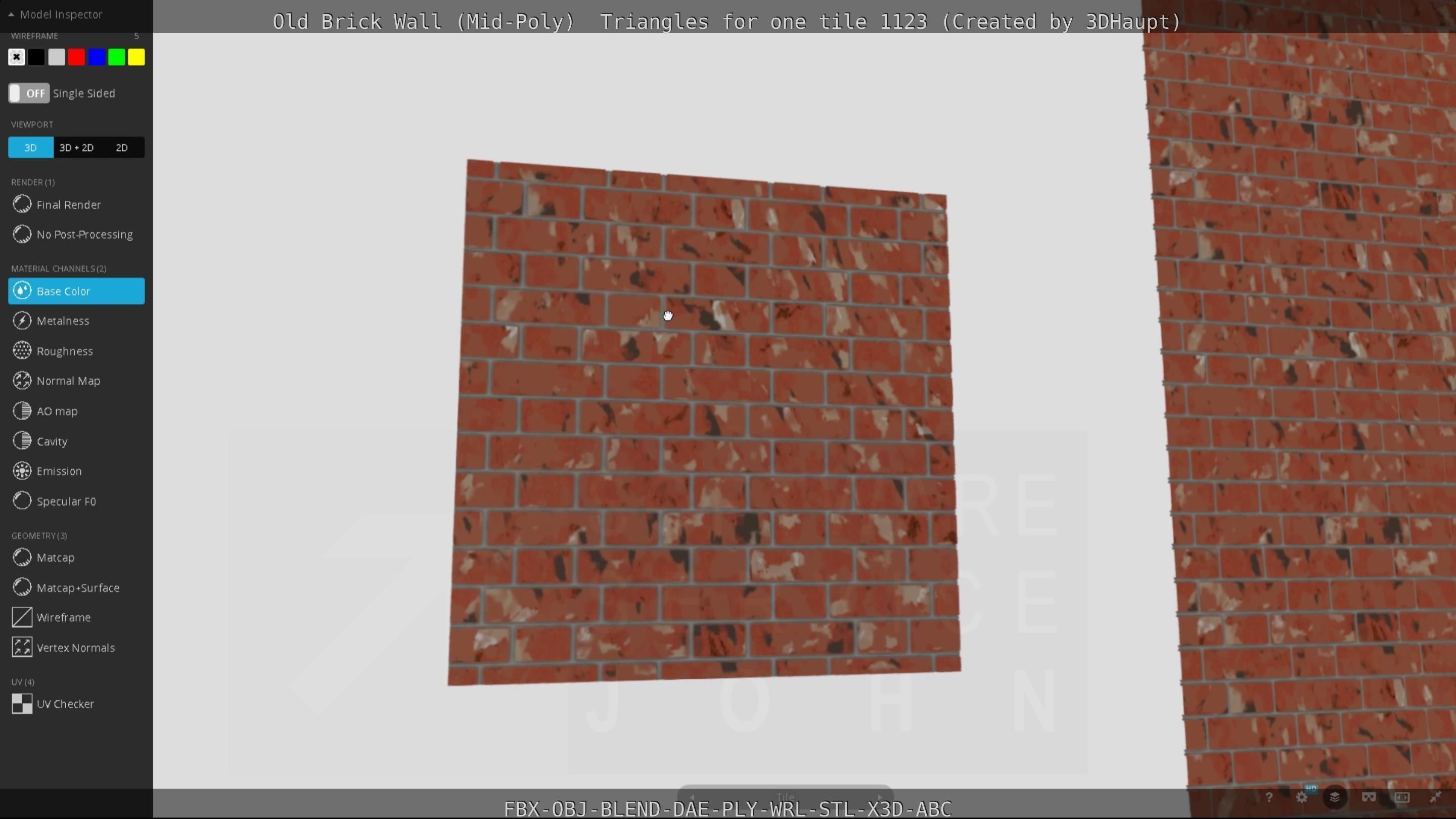 Old Brick Wall Mid-Poly Tile Low-poly 3D model_60