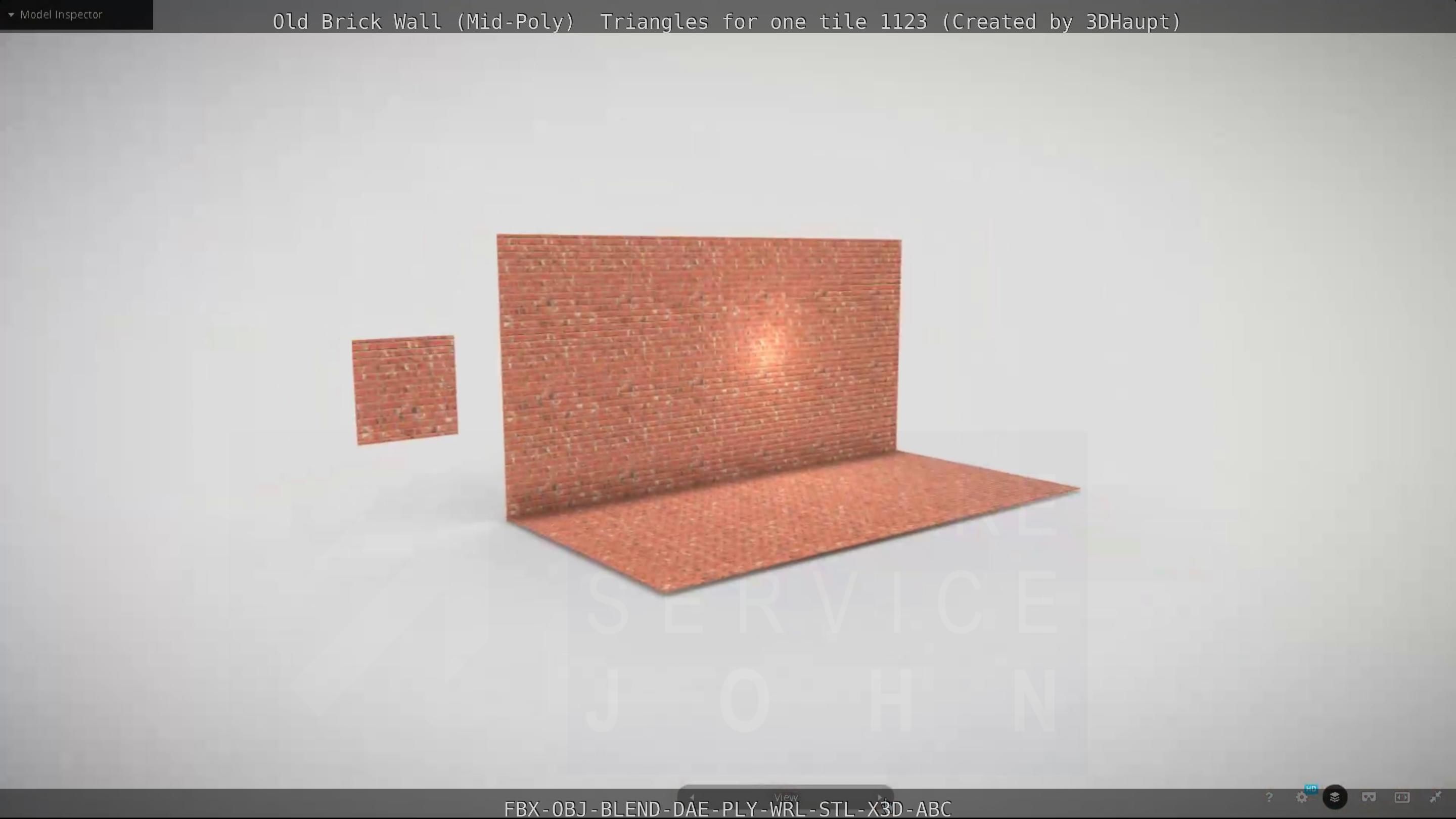Old Brick Wall Mid-Poly Tile Low-poly 3D model_18