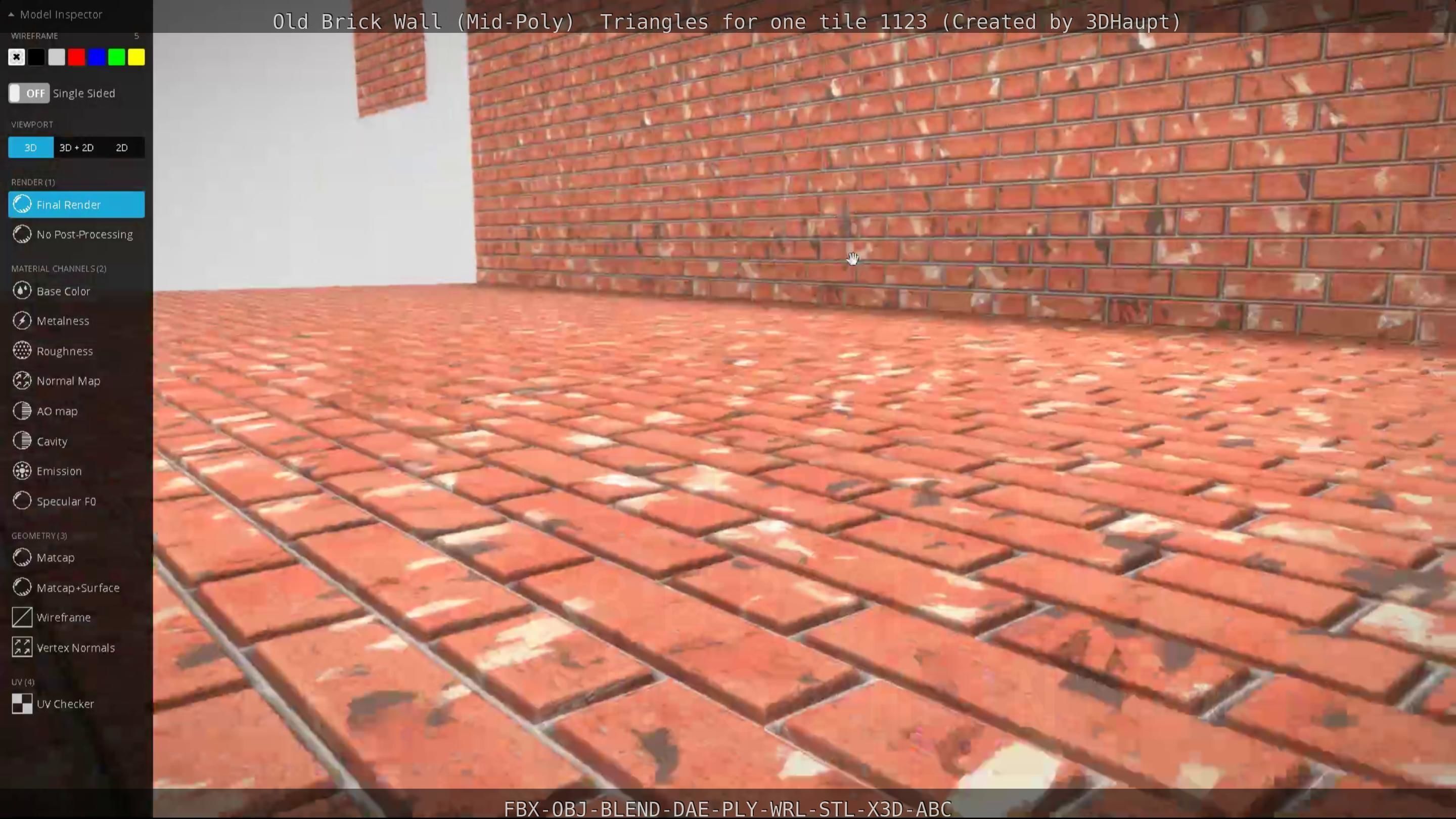 Old Brick Wall Mid-Poly Tile Low-poly 3D model_116
