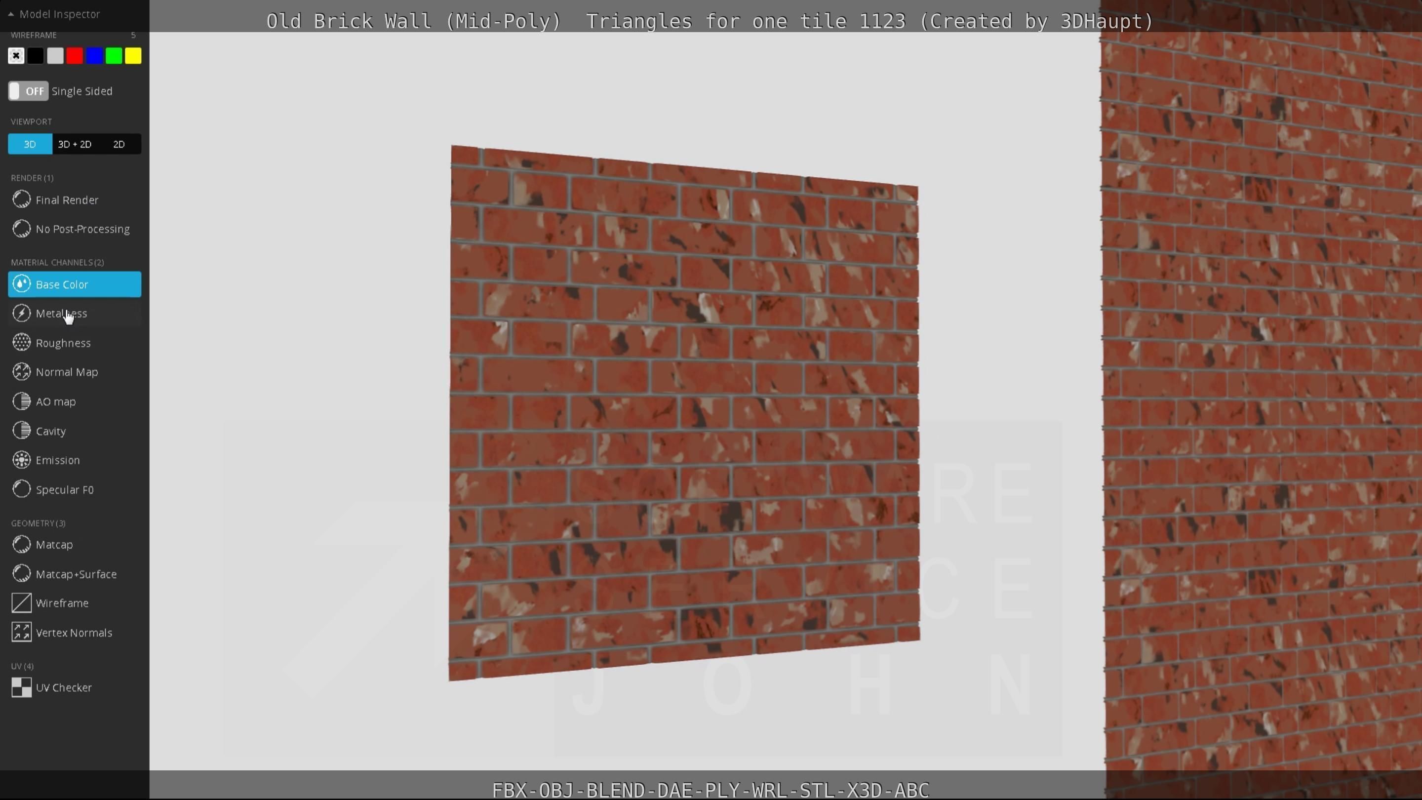 Old Brick Wall Mid-Poly Tile Low-poly 3D model_61