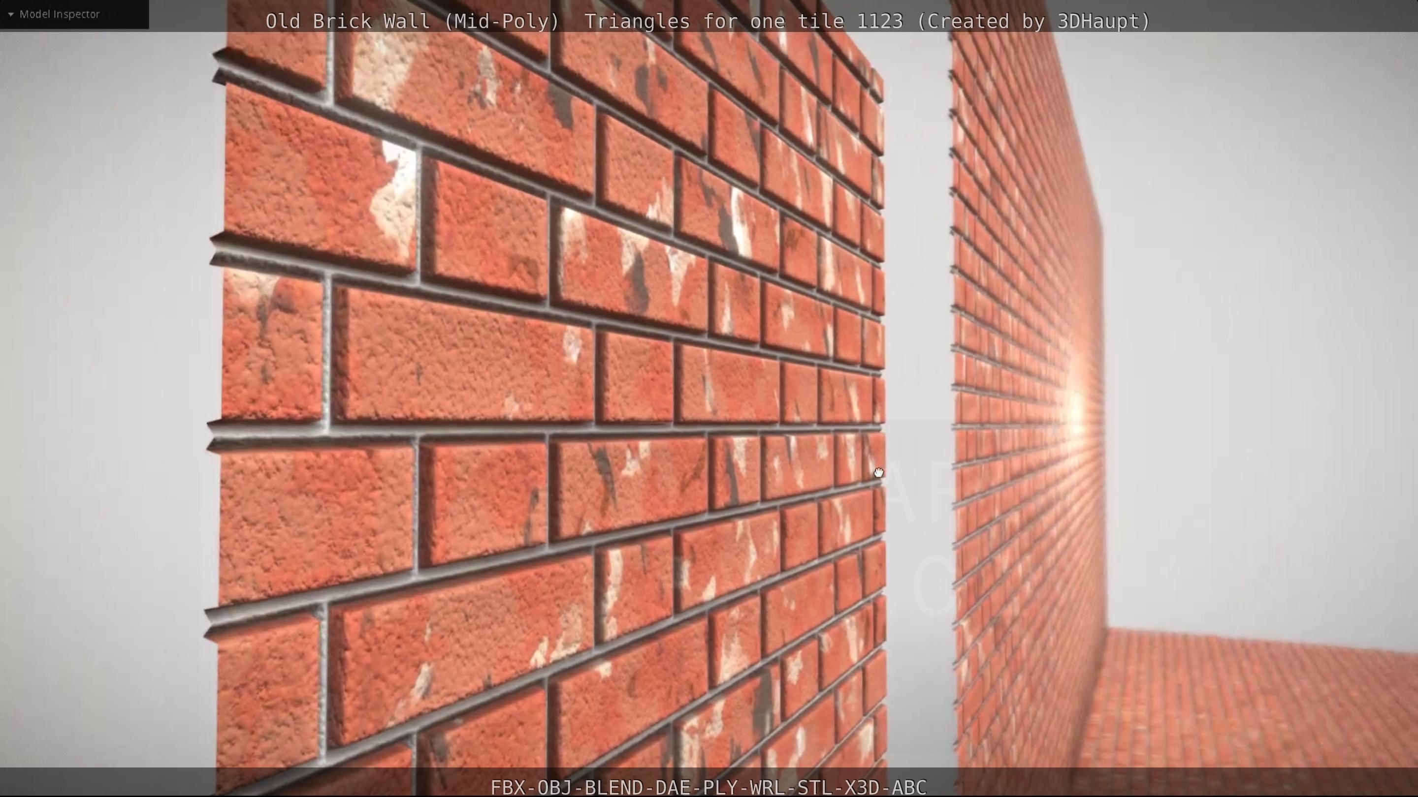 Old Brick Wall Mid-Poly Tile Low-poly 3D model_38