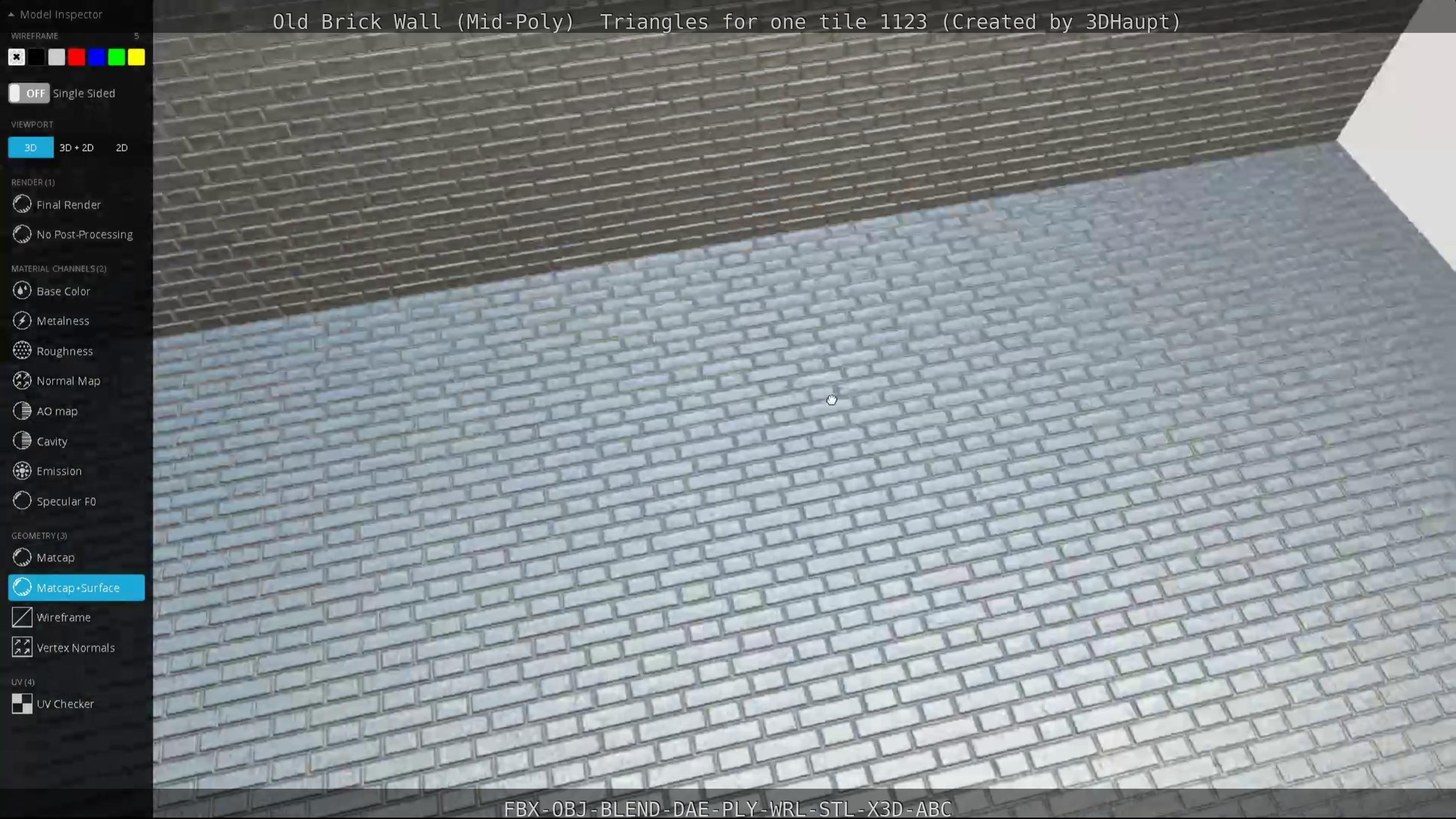 Old Brick Wall Mid-Poly Tile Low-poly 3D model_31