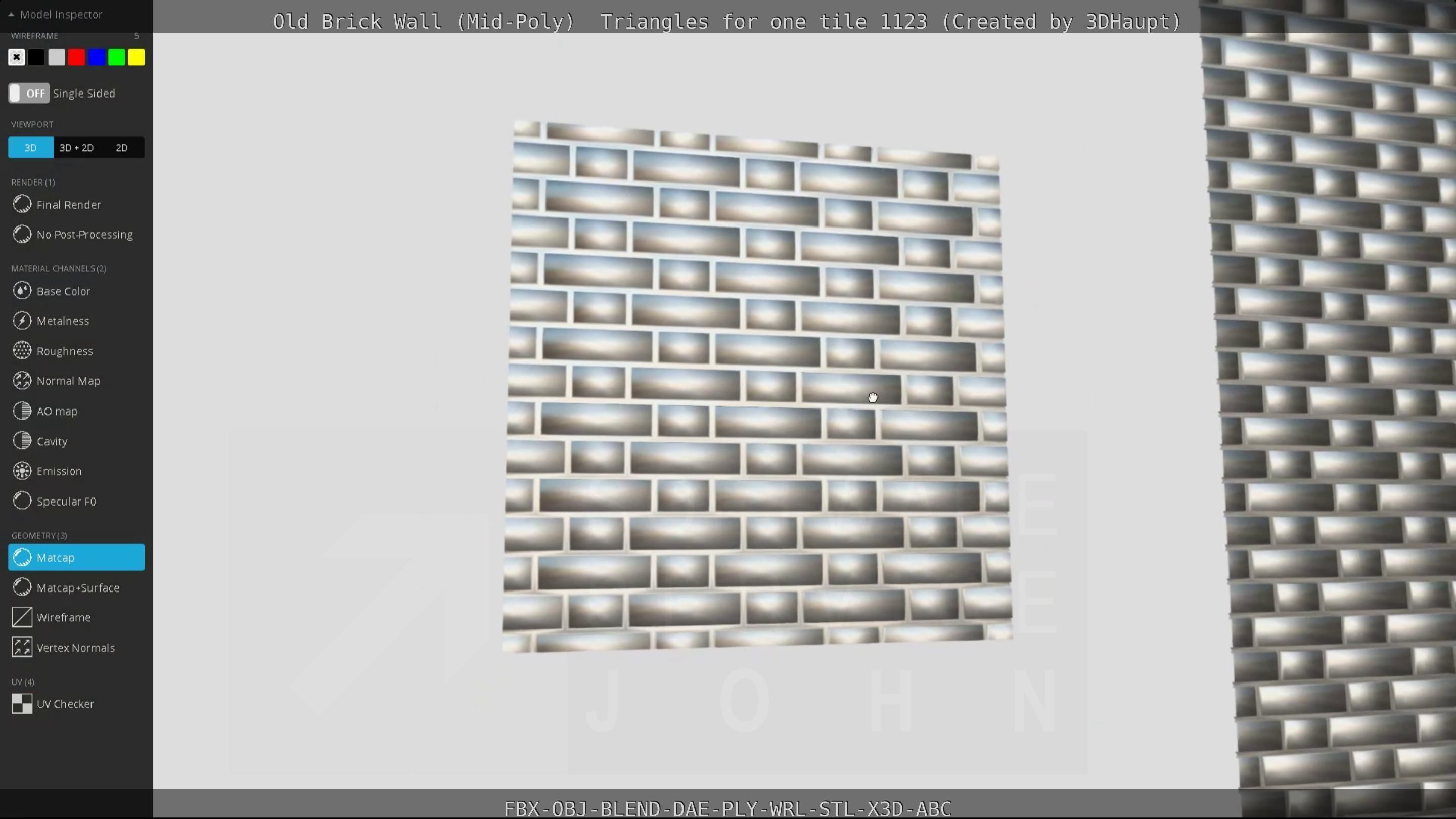 Old Brick Wall Mid-Poly Tile Low-poly 3D model_82