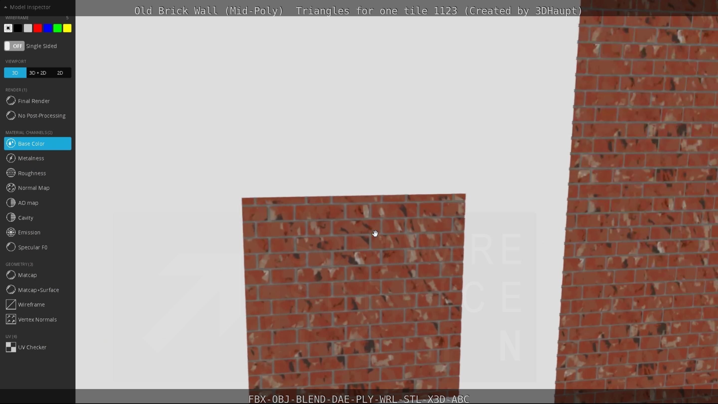 Old Brick Wall Mid-Poly Tile Low-poly 3D model_64