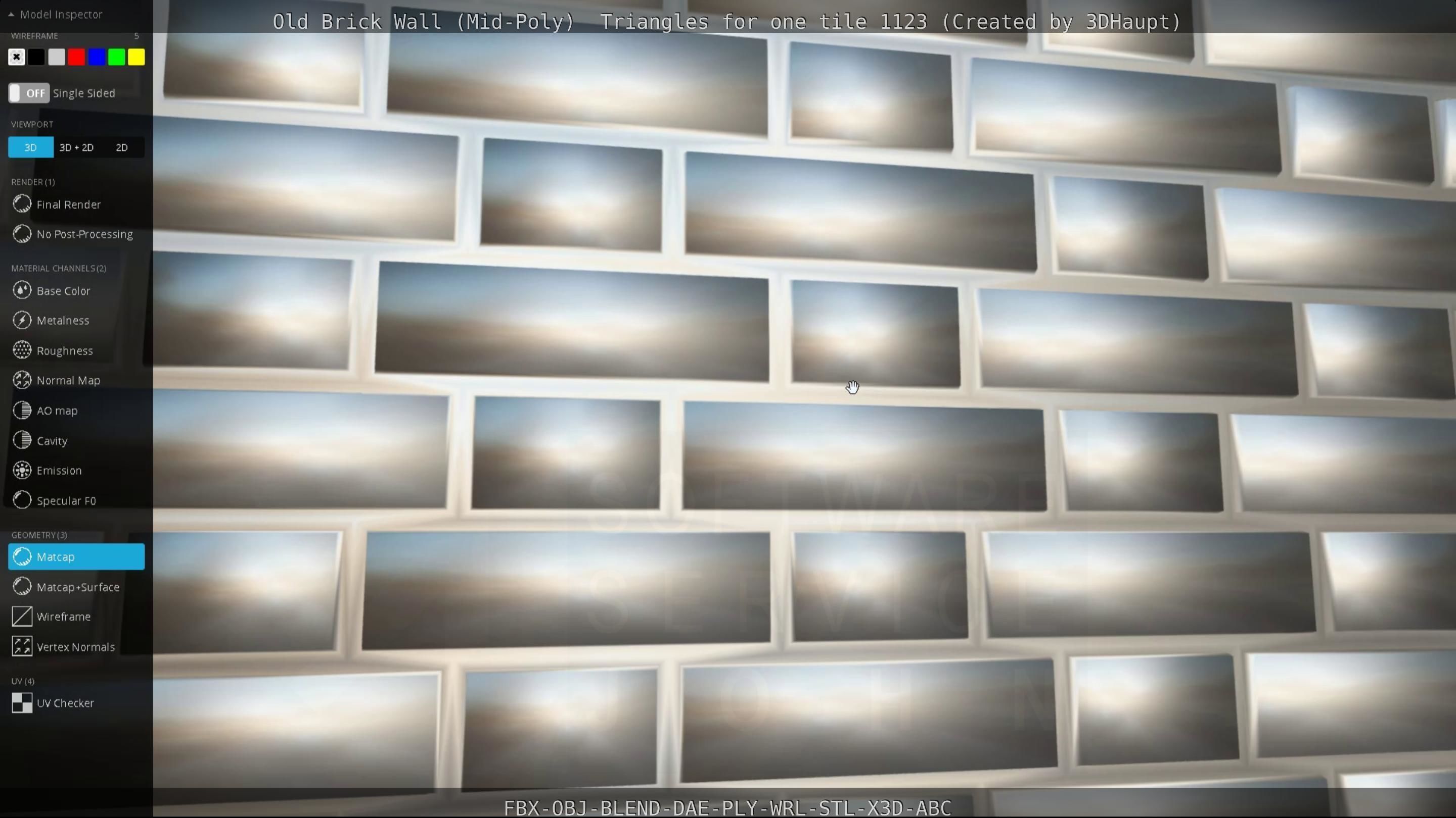 Old Brick Wall Mid-Poly Tile Low-poly 3D model_92