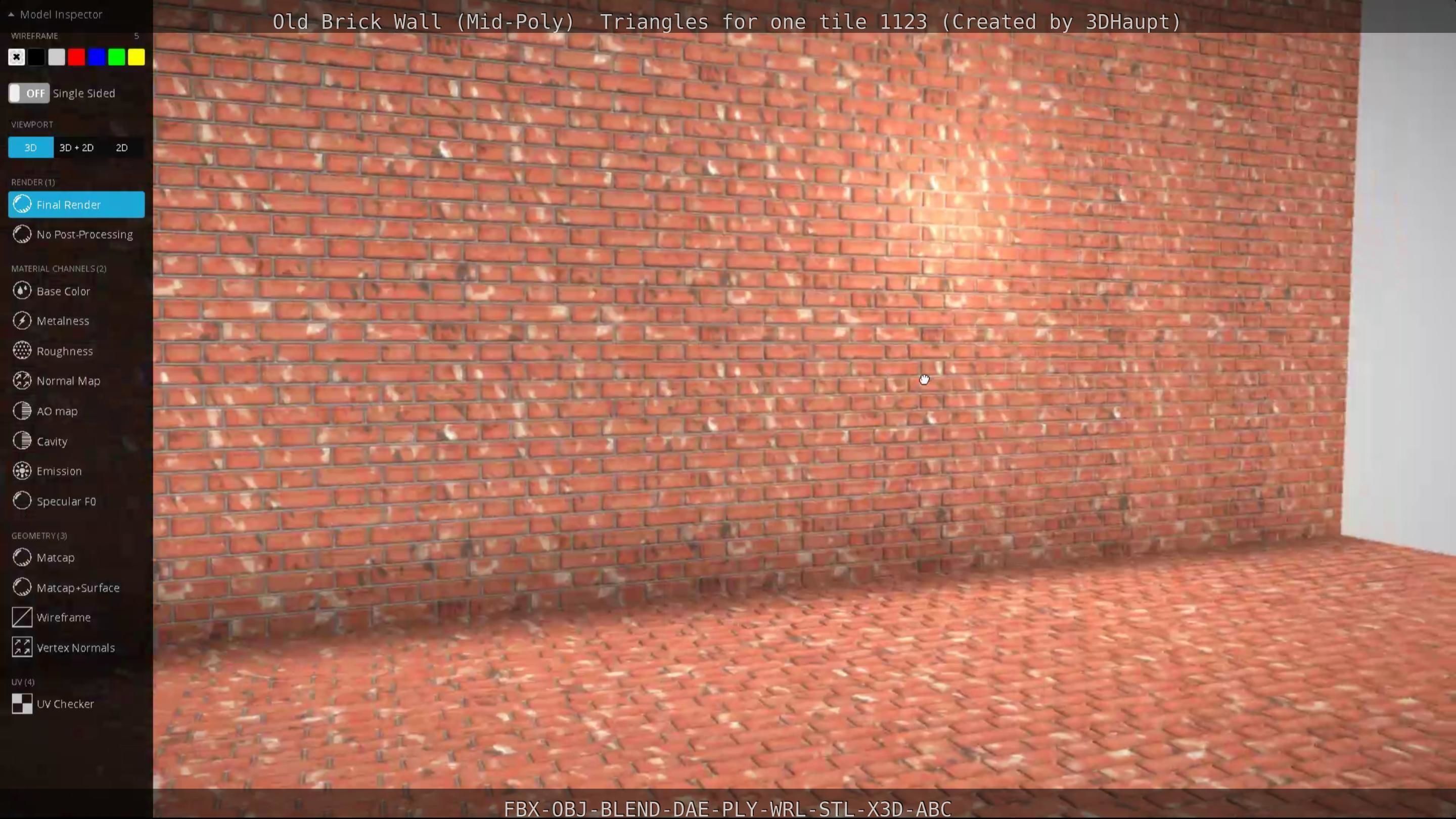 Old Brick Wall Mid-Poly Tile Low-poly 3D model_112