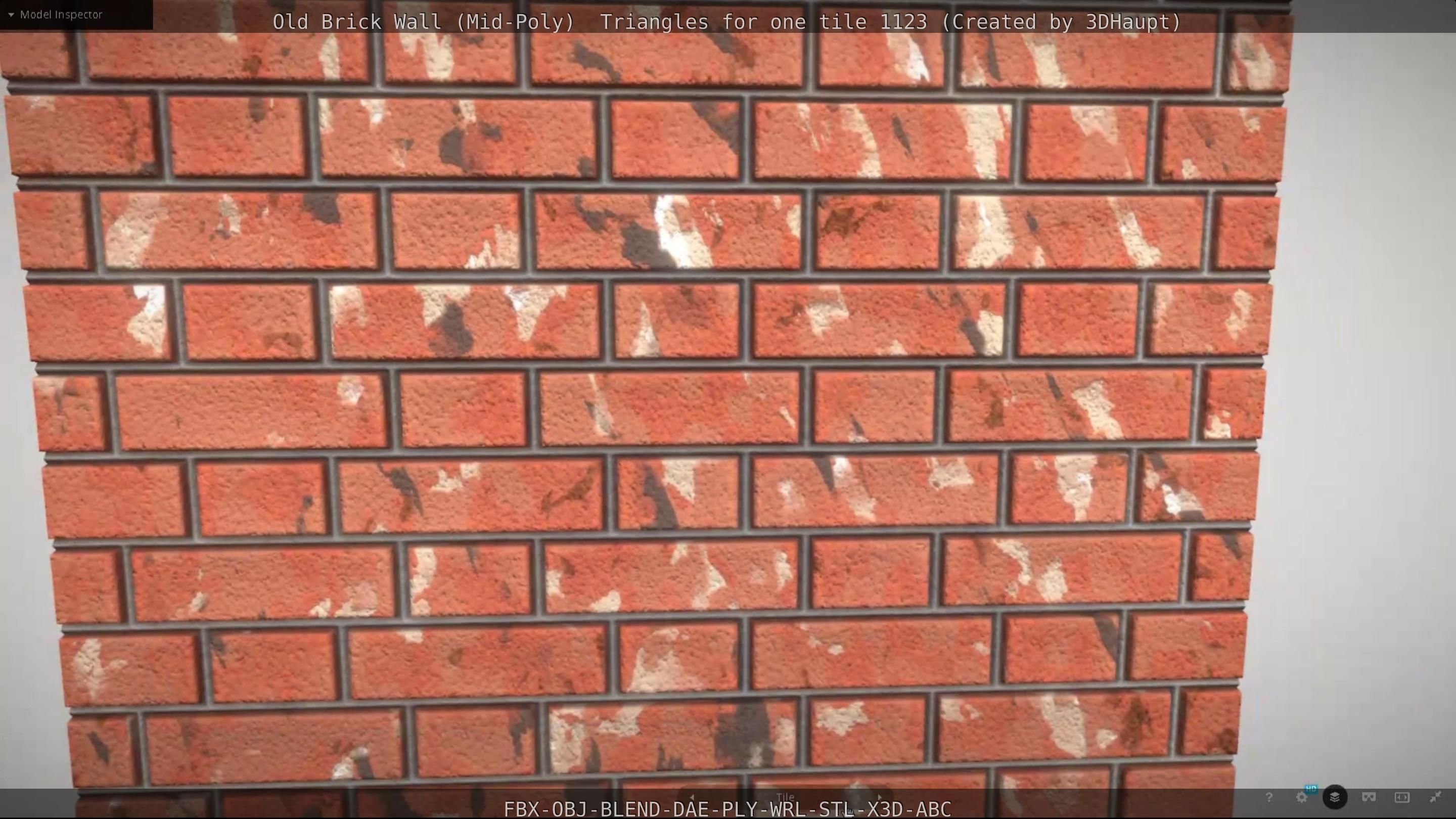 Old Brick Wall Mid-Poly Tile Low-poly 3D model_45