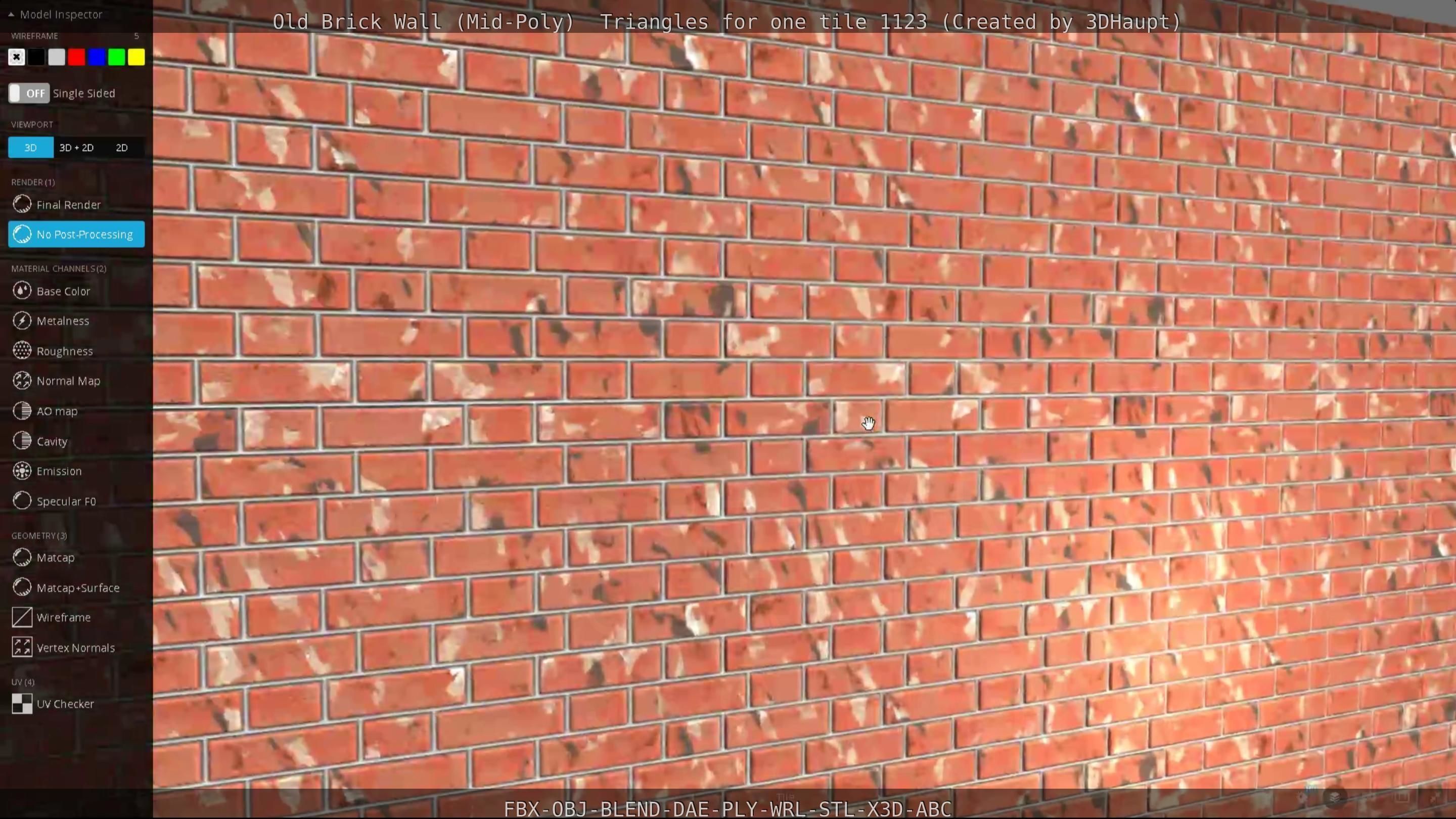 Old Brick Wall Mid-Poly Tile Low-poly 3D model_33