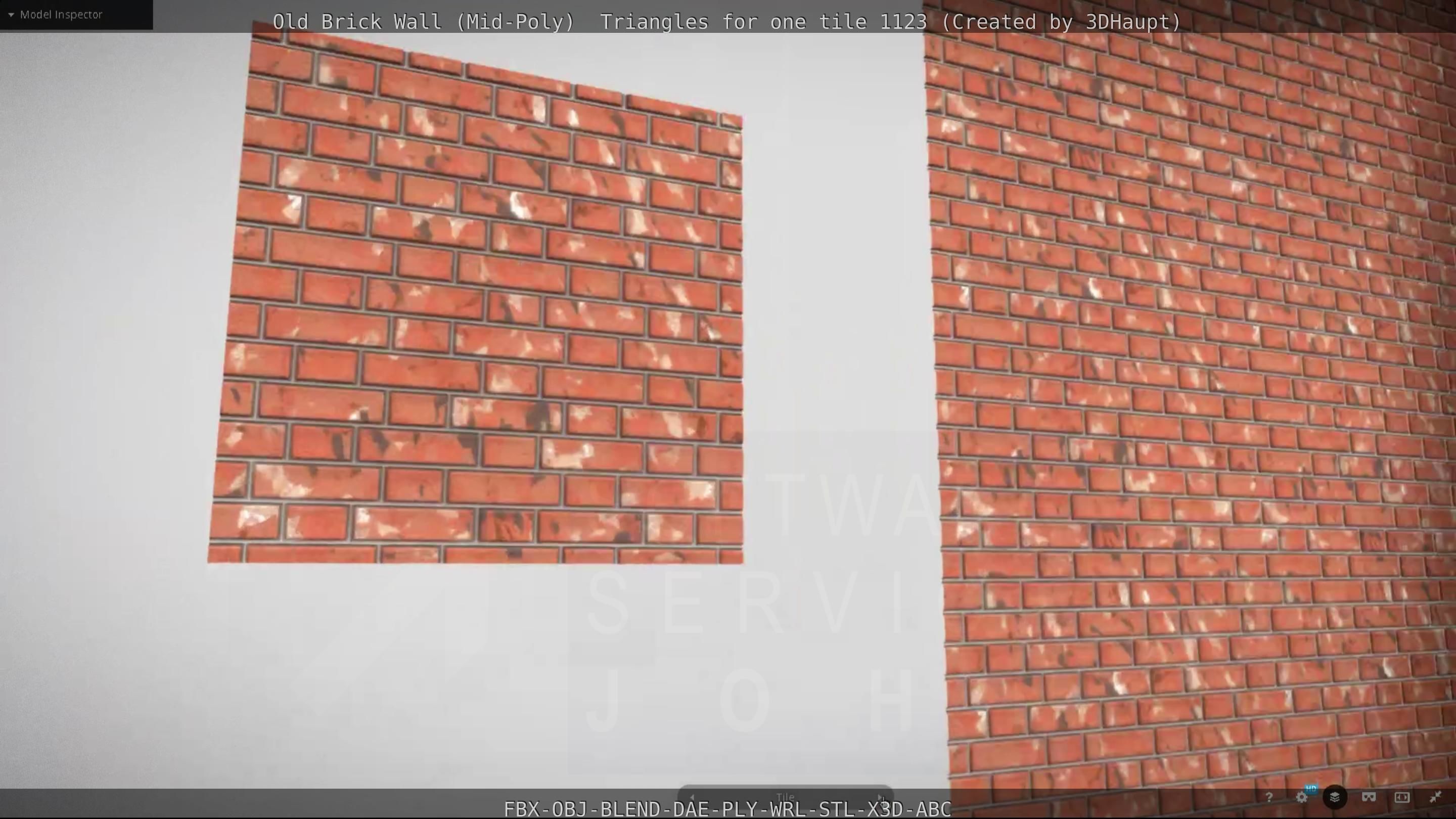 Old Brick Wall Mid-Poly Tile Low-poly 3D model_25