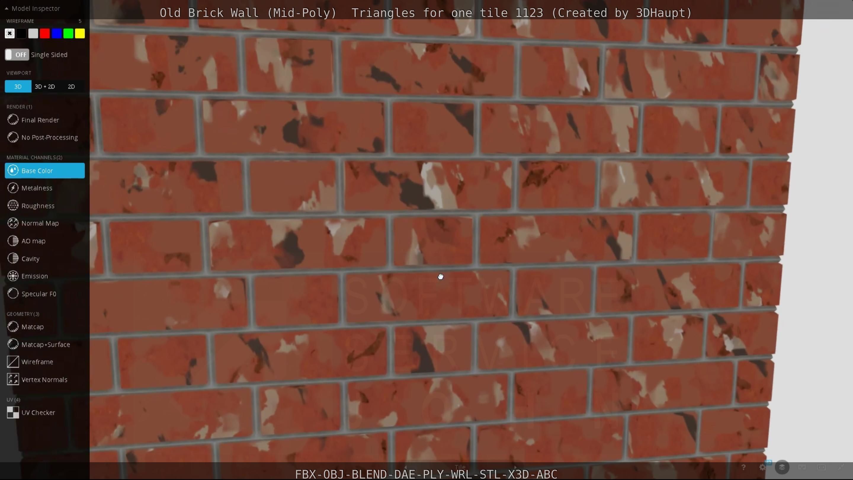 Old Brick Wall Mid-Poly Tile Low-poly 3D model_63