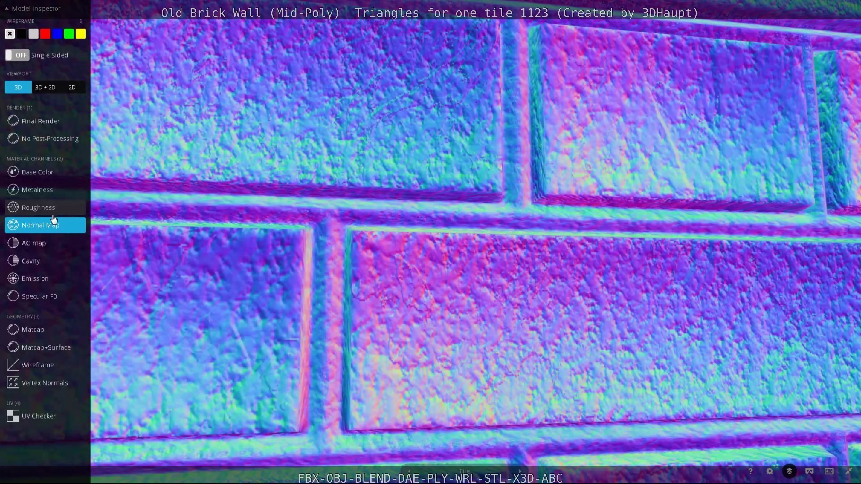 Old Brick Wall Mid-Poly Tile Low-poly 3D model_83