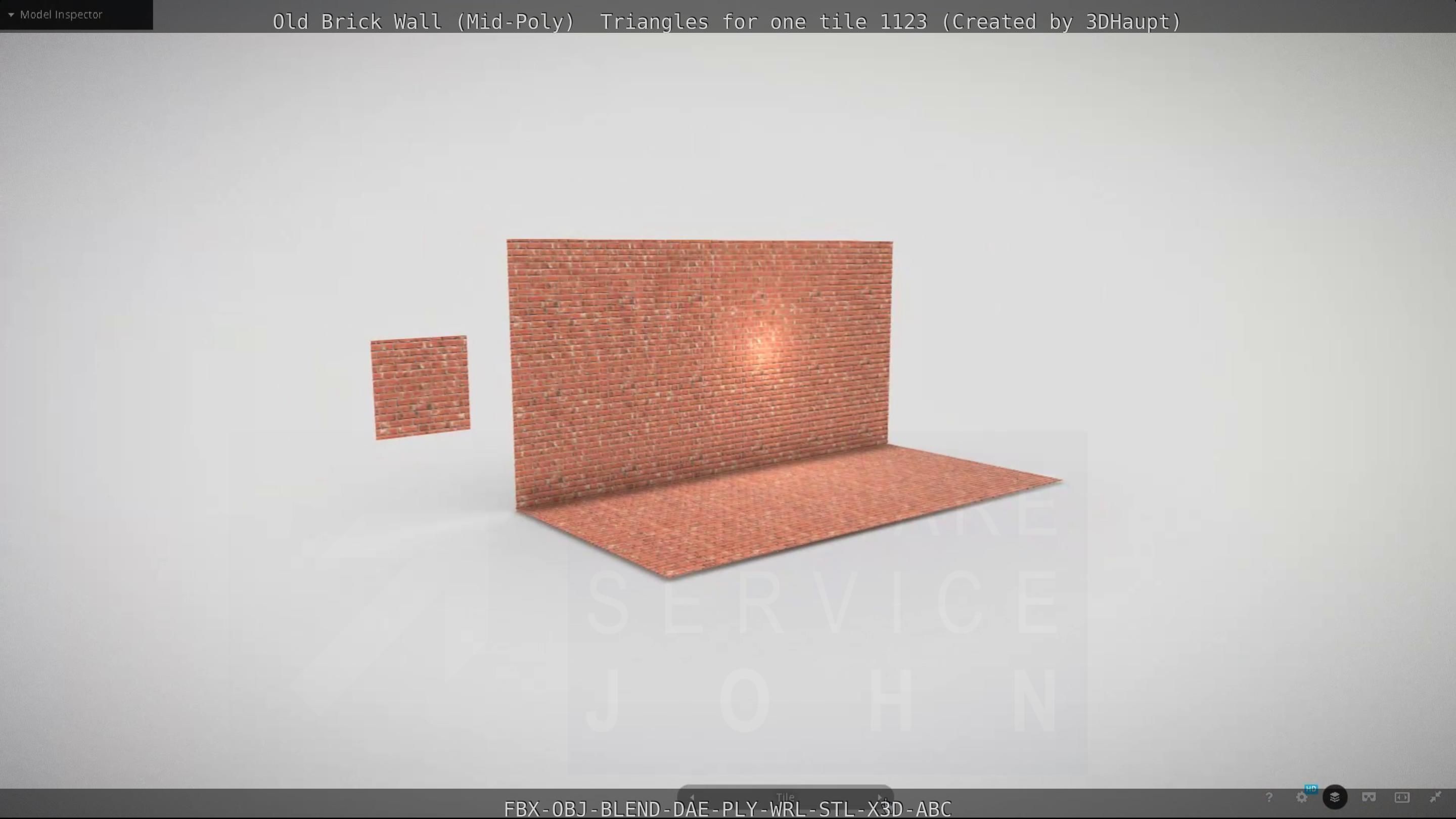 Old Brick Wall Mid-Poly Tile Low-poly 3D model_42