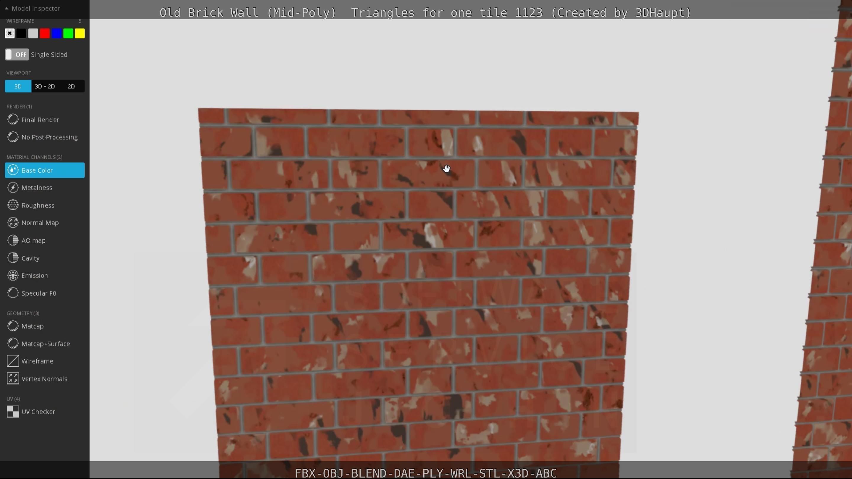 Old Brick Wall Mid-Poly Tile Low-poly 3D model_65