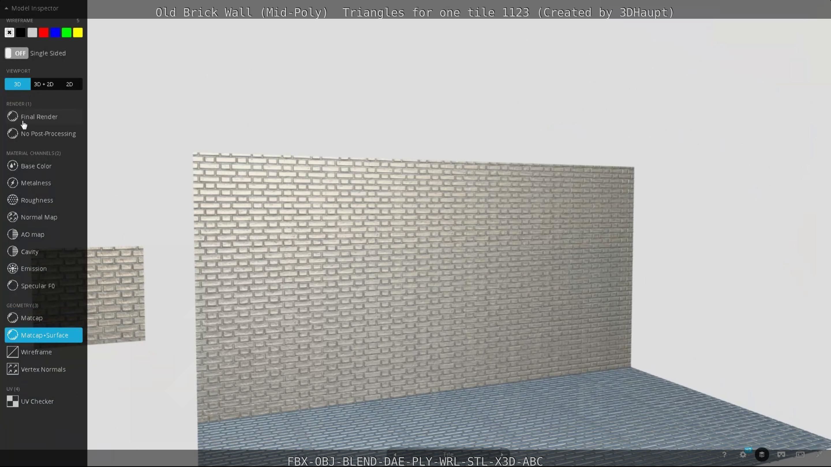 Old Brick Wall Mid-Poly Tile Low-poly 3D model_32