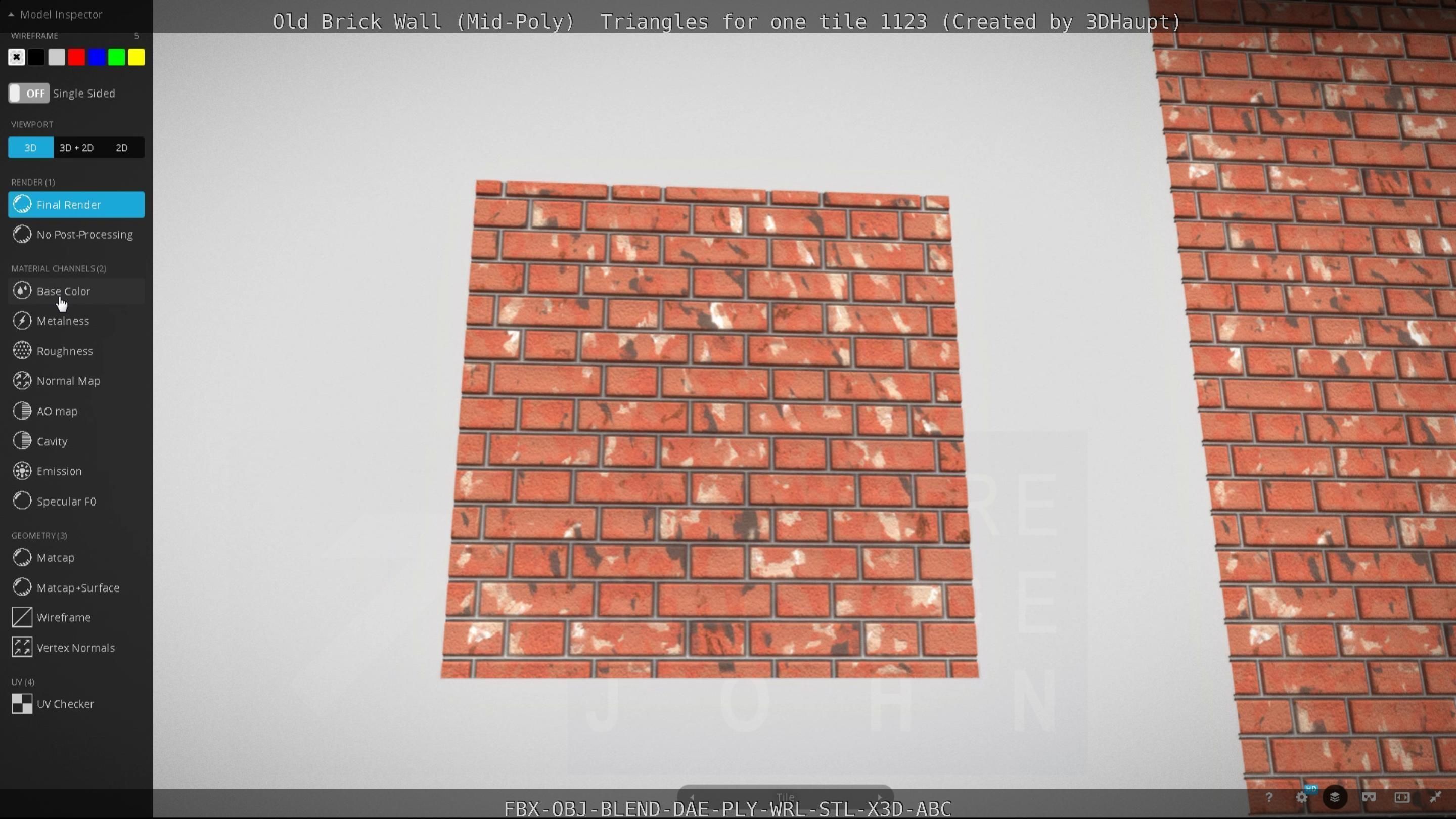 Old Brick Wall Mid-Poly Tile Low-poly 3D model_54