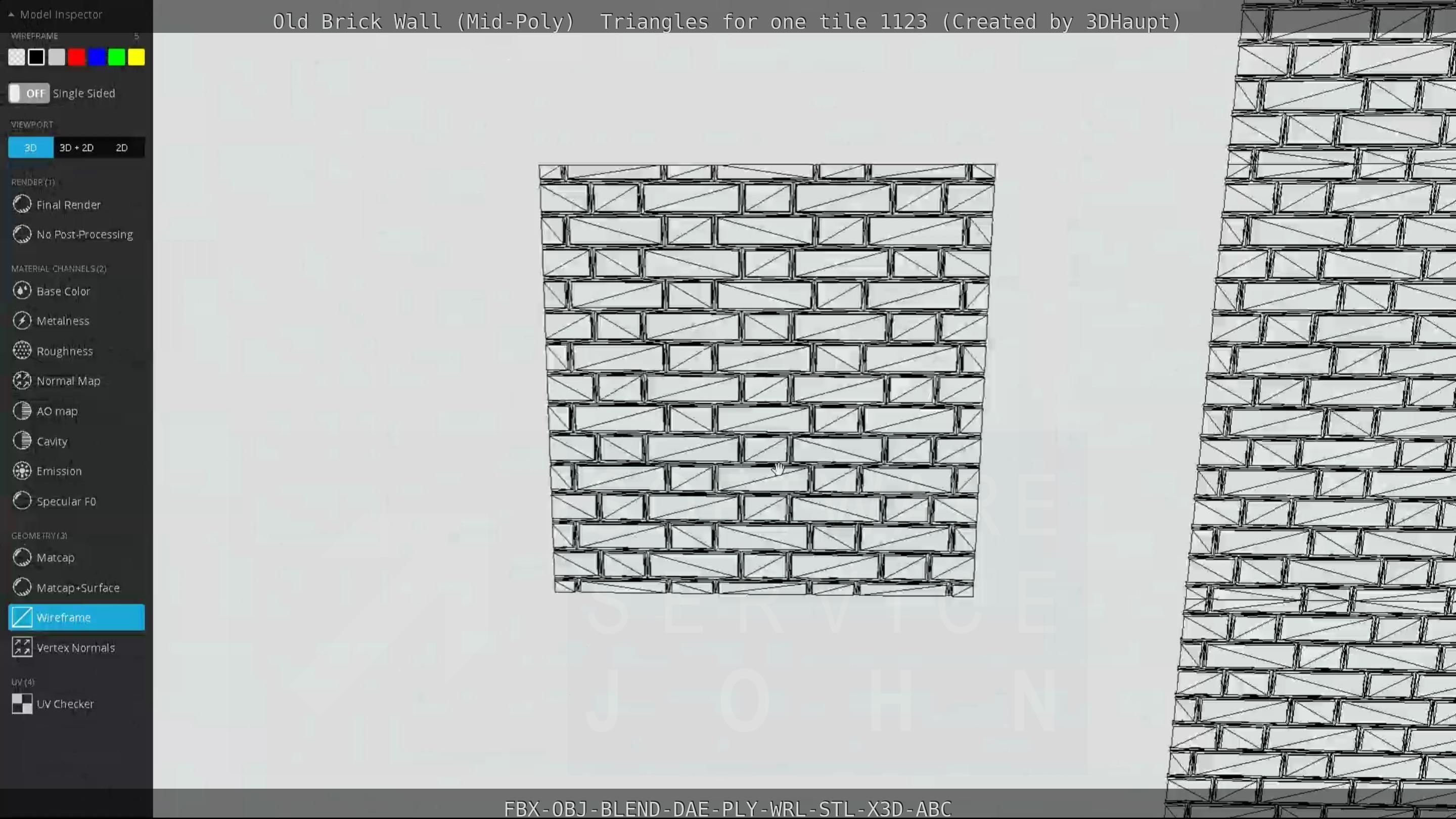 Old Brick Wall Mid-Poly Tile Low-poly 3D model_105