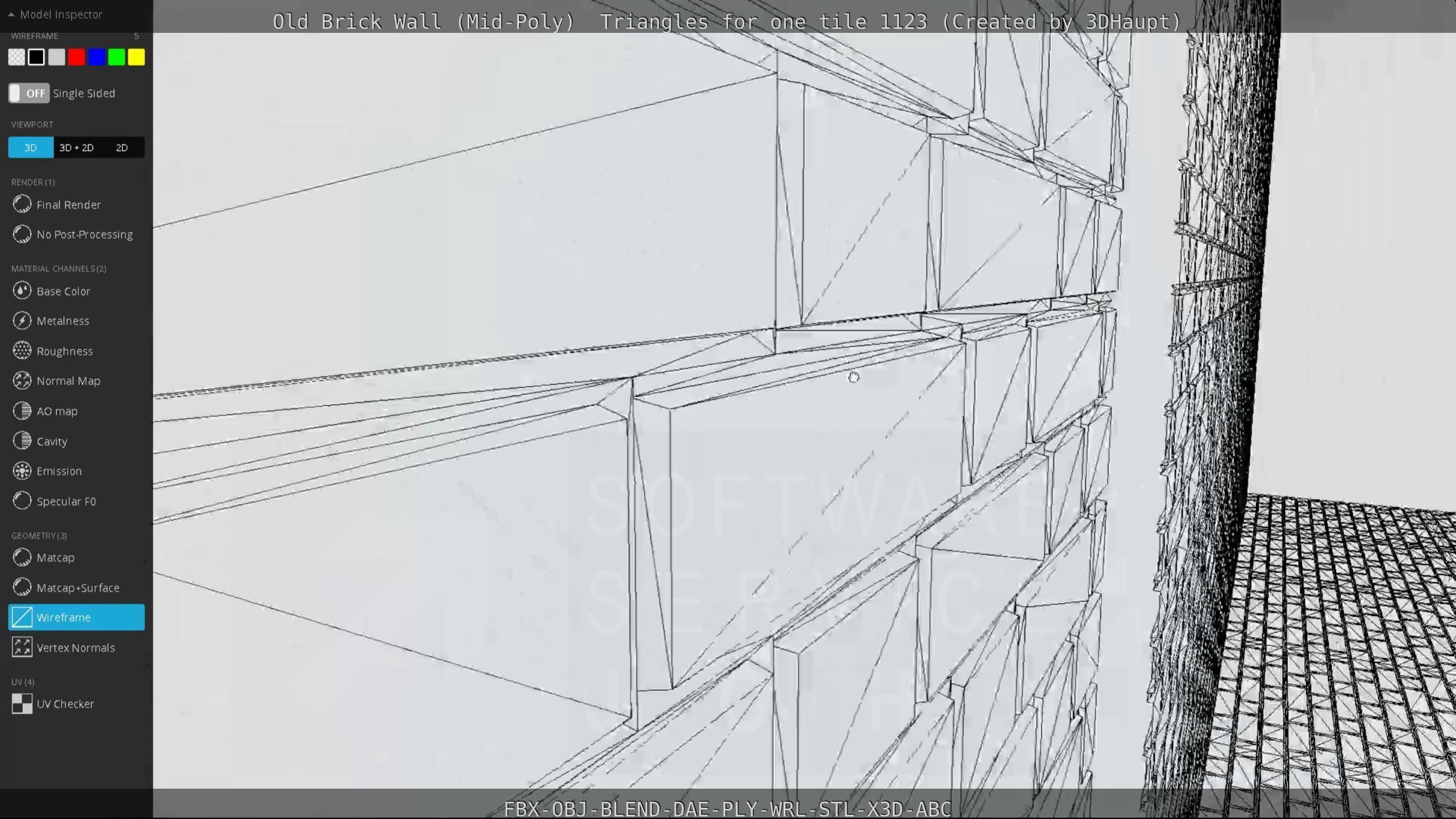 Old Brick Wall Mid-Poly Tile Low-poly 3D model_99