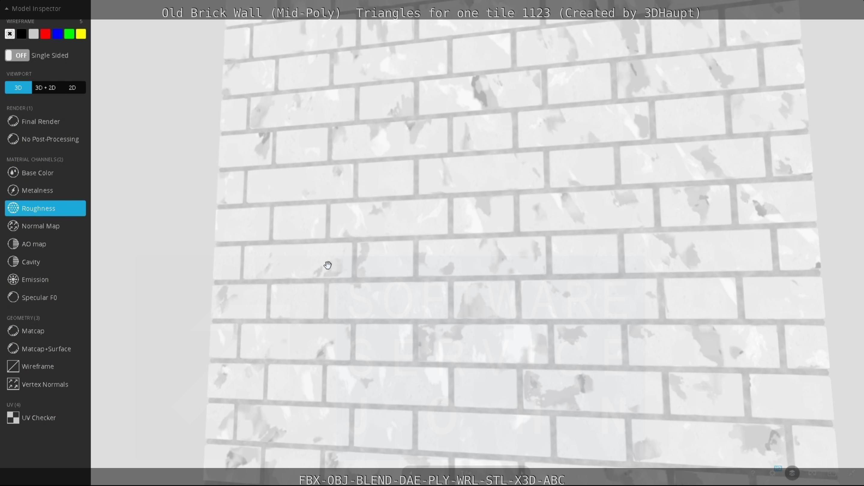 Old Brick Wall Mid-Poly Tile Low-poly 3D model_68