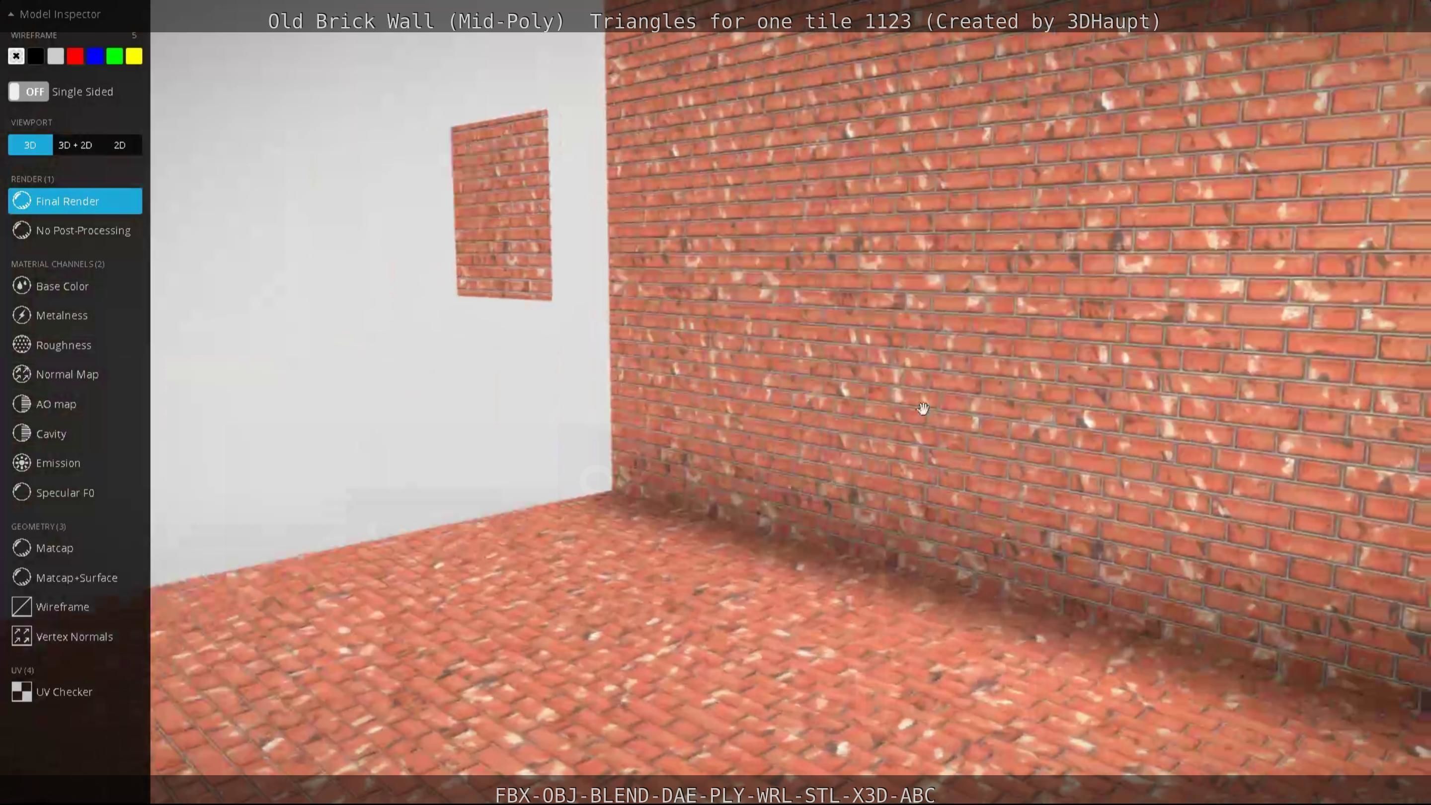 Old Brick Wall Mid-Poly Tile Low-poly 3D model_115