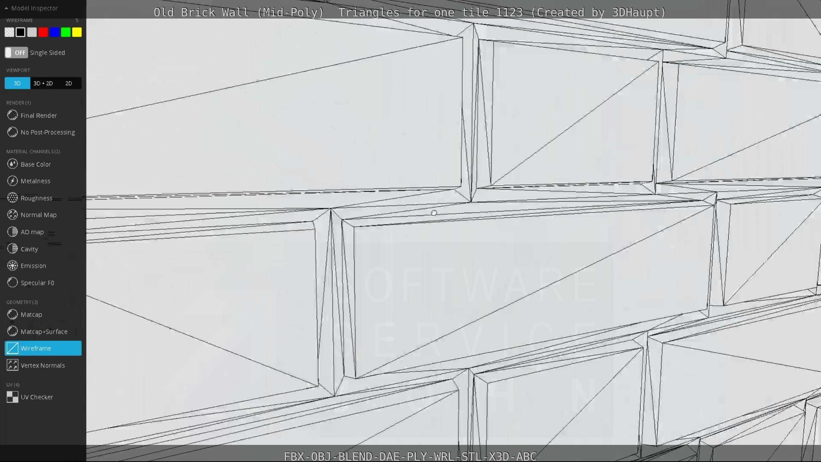 Old Brick Wall Mid-Poly Tile Low-poly 3D model_98