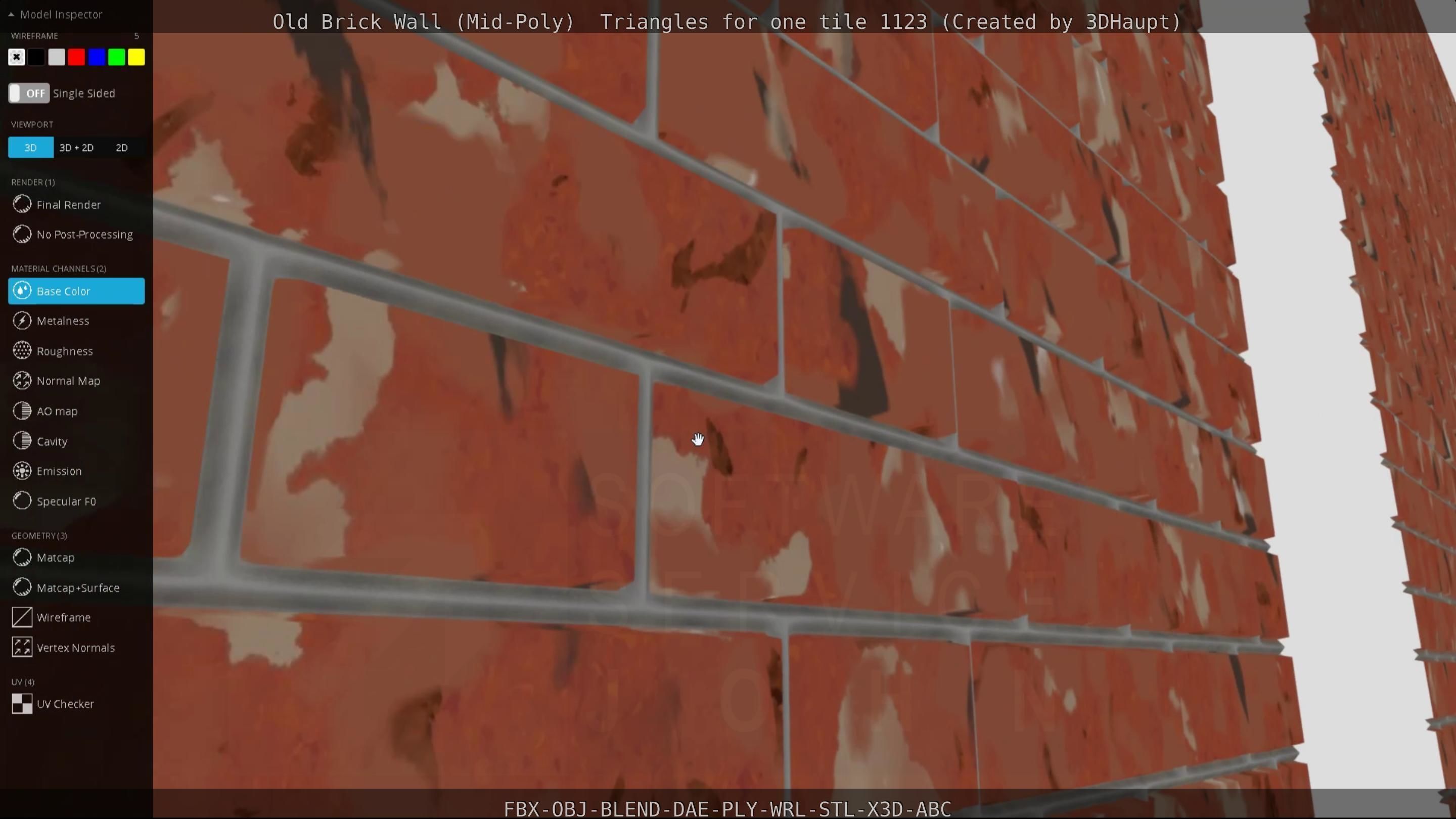 Old Brick Wall Mid-Poly Tile Low-poly 3D model_67