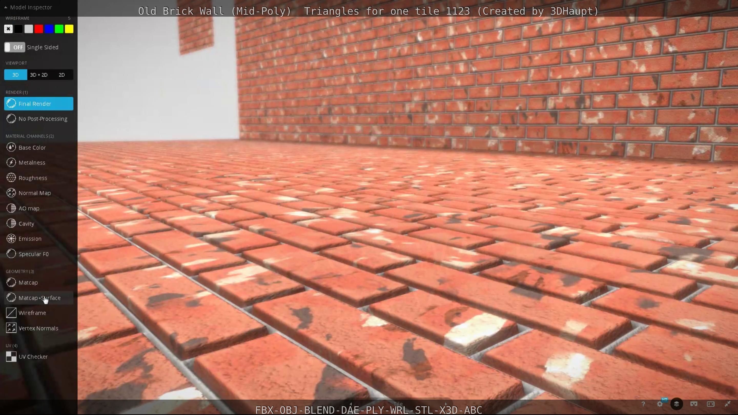 Old Brick Wall Mid-Poly Tile Low-poly 3D model_118