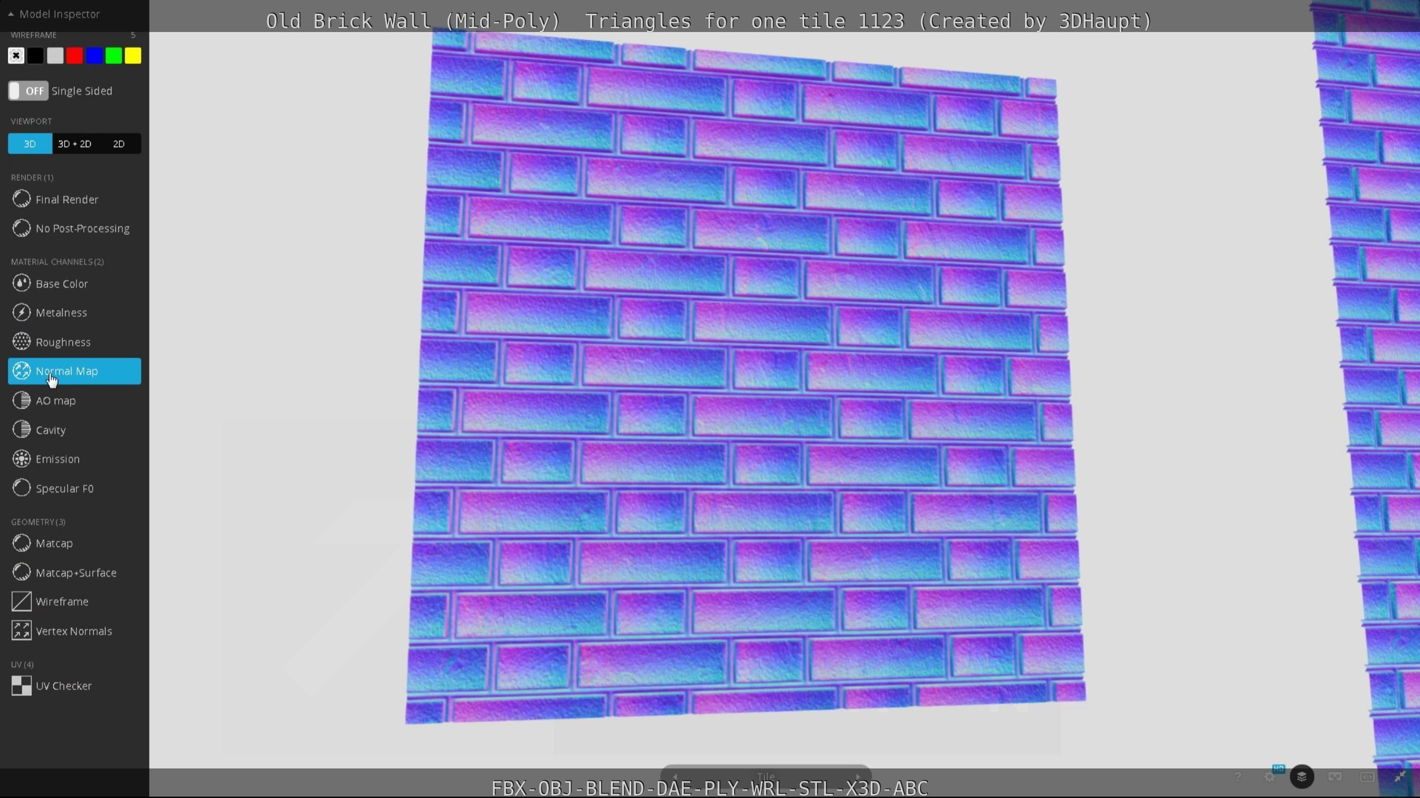 Old Brick Wall Mid-Poly Tile Low-poly 3D model_77