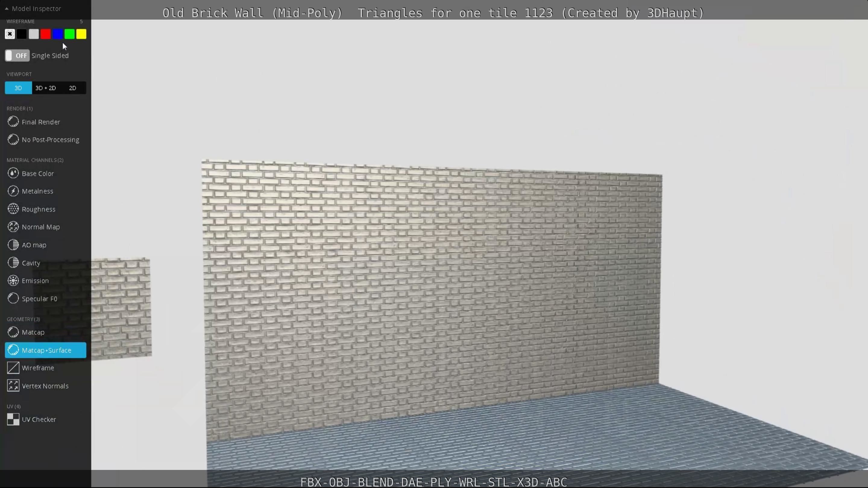 Old Brick Wall Mid-Poly Tile Low-poly 3D model_29