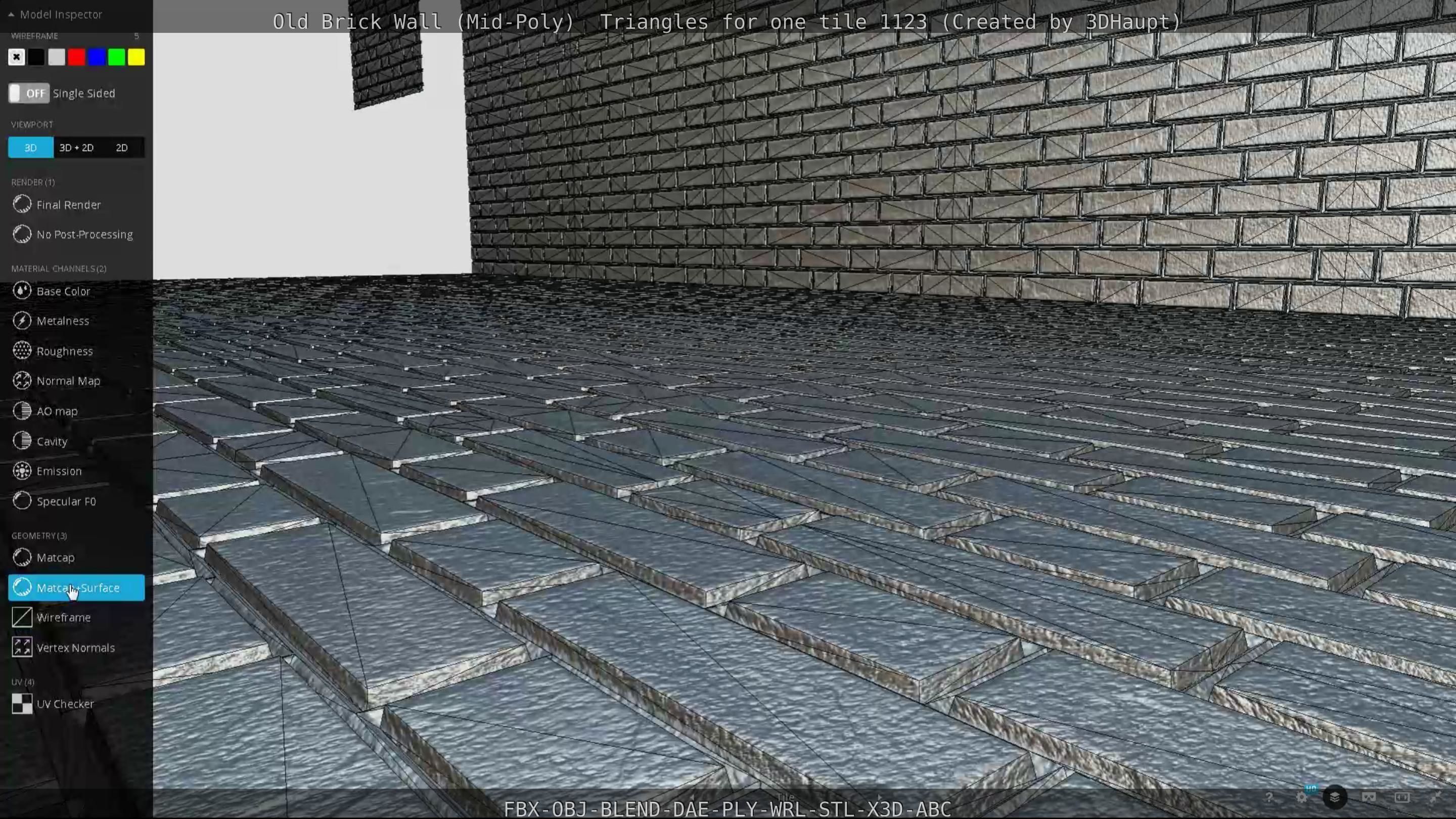 Old Brick Wall Mid-Poly Tile Low-poly 3D model_124