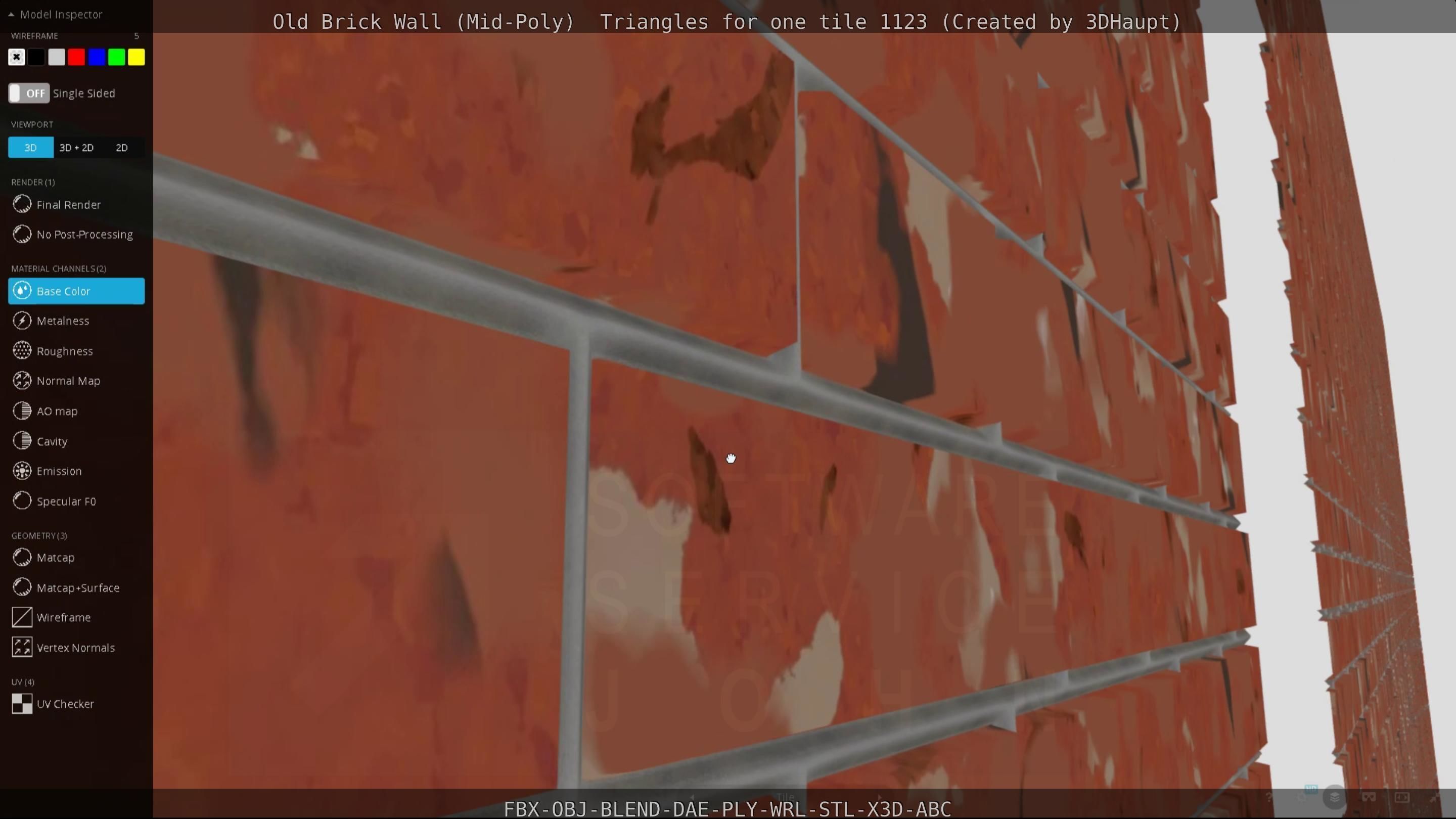 Old Brick Wall Mid-Poly Tile Low-poly 3D model_89