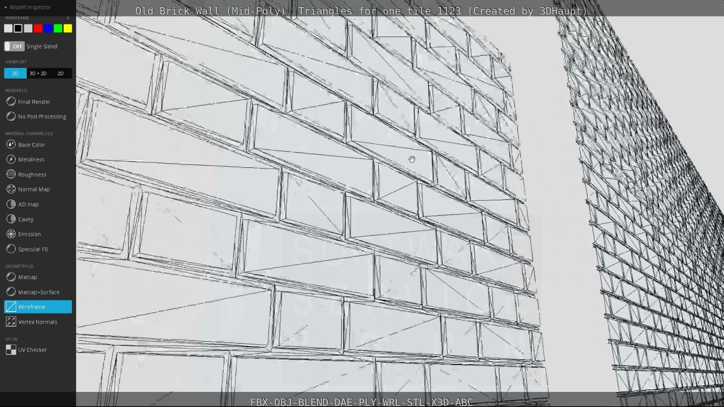 Old Brick Wall Mid-Poly Tile Low-poly 3D model_104