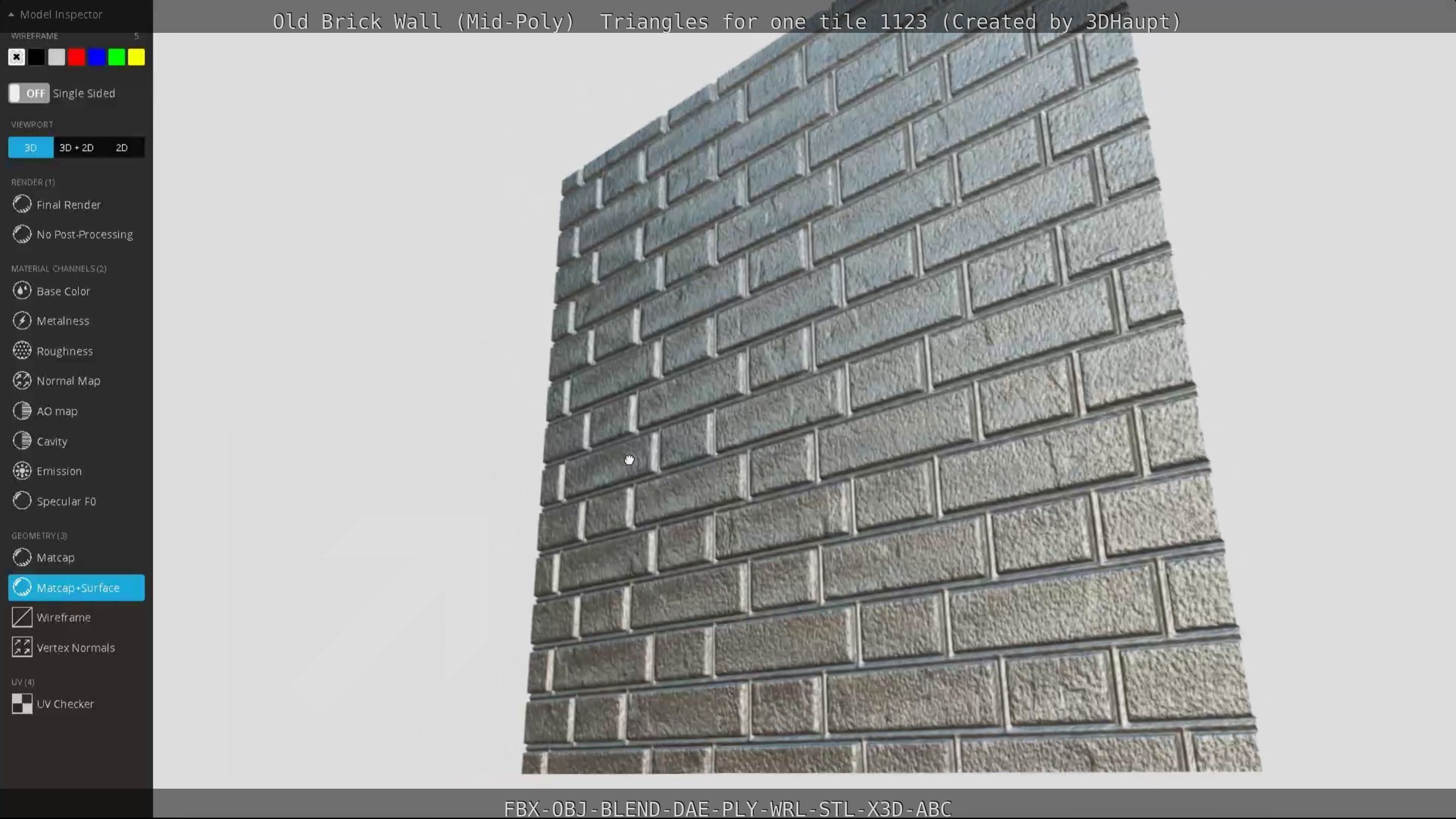 Old Brick Wall Mid-Poly Tile Low-poly 3D model_90