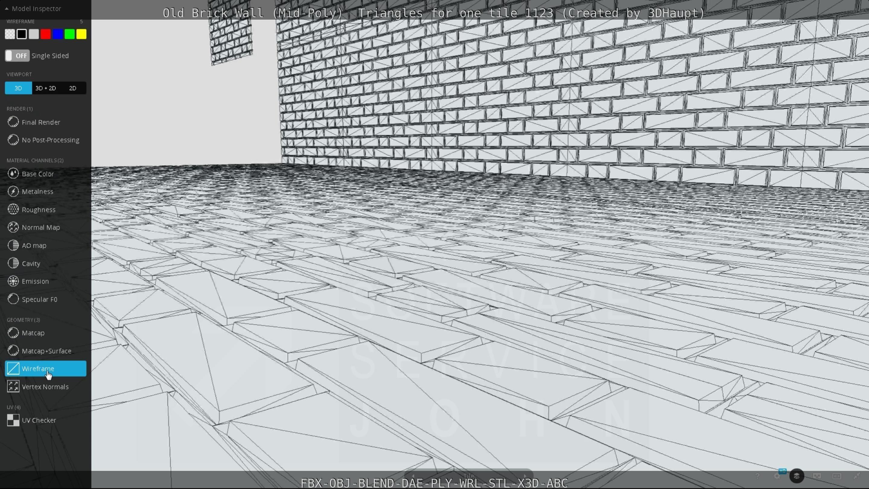 Old Brick Wall Mid-Poly Tile Low-poly 3D model_121
