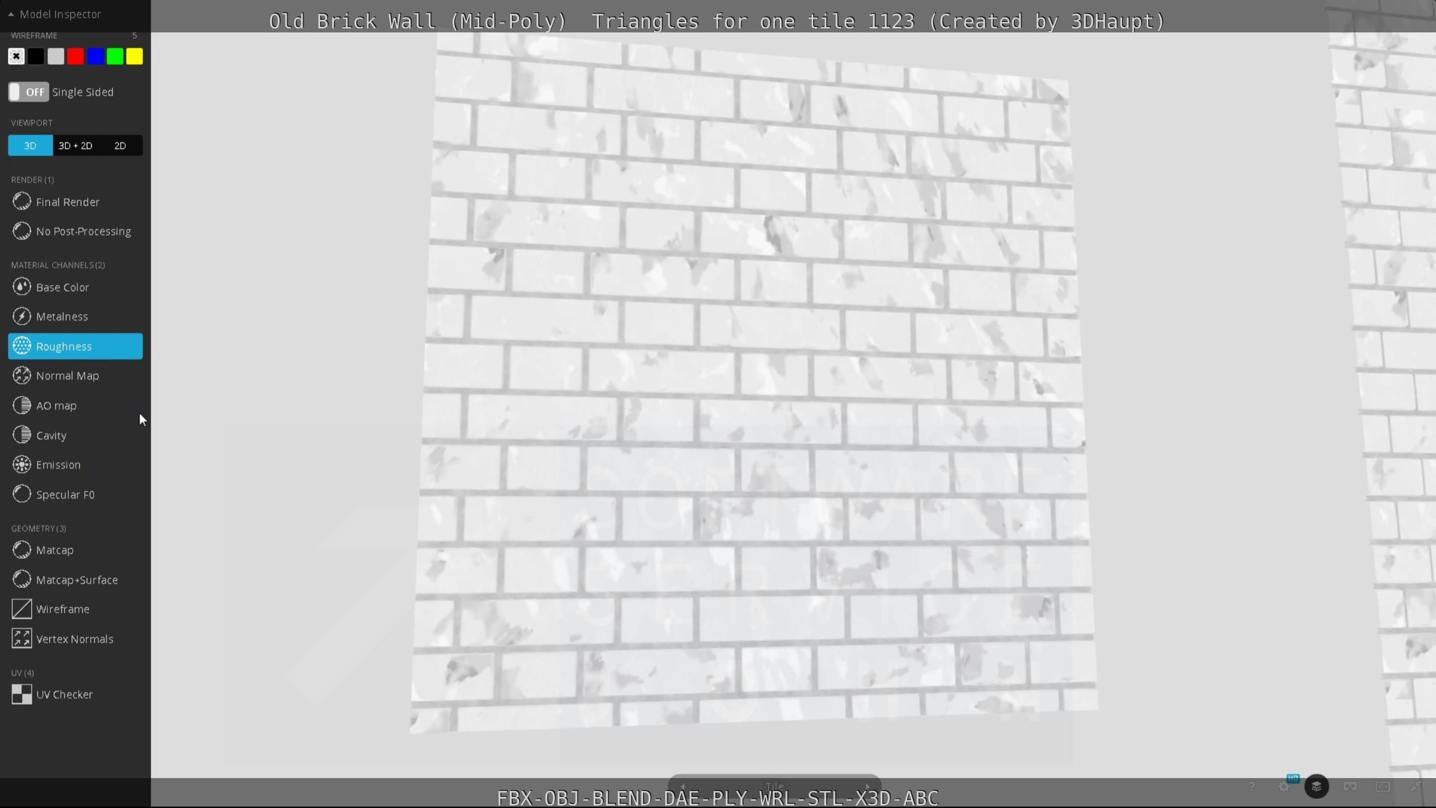 Old Brick Wall Mid-Poly Tile Low-poly 3D model_72