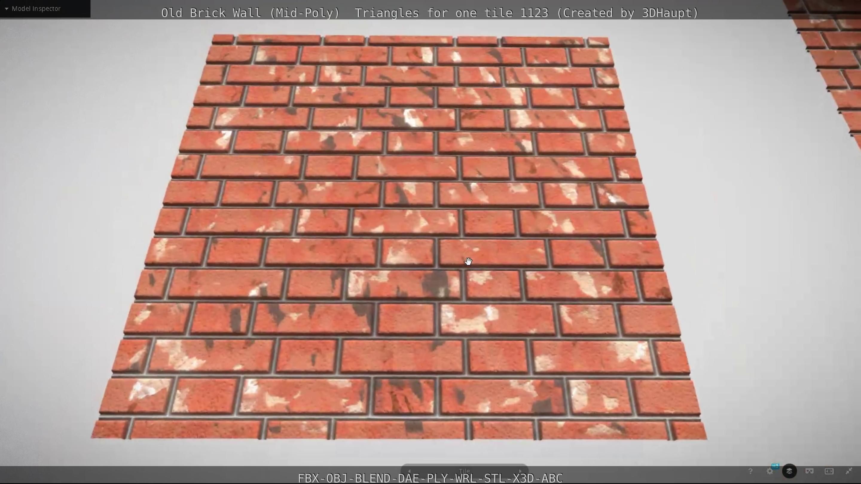 Old Brick Wall Mid-Poly Tile Low-poly 3D model_50
