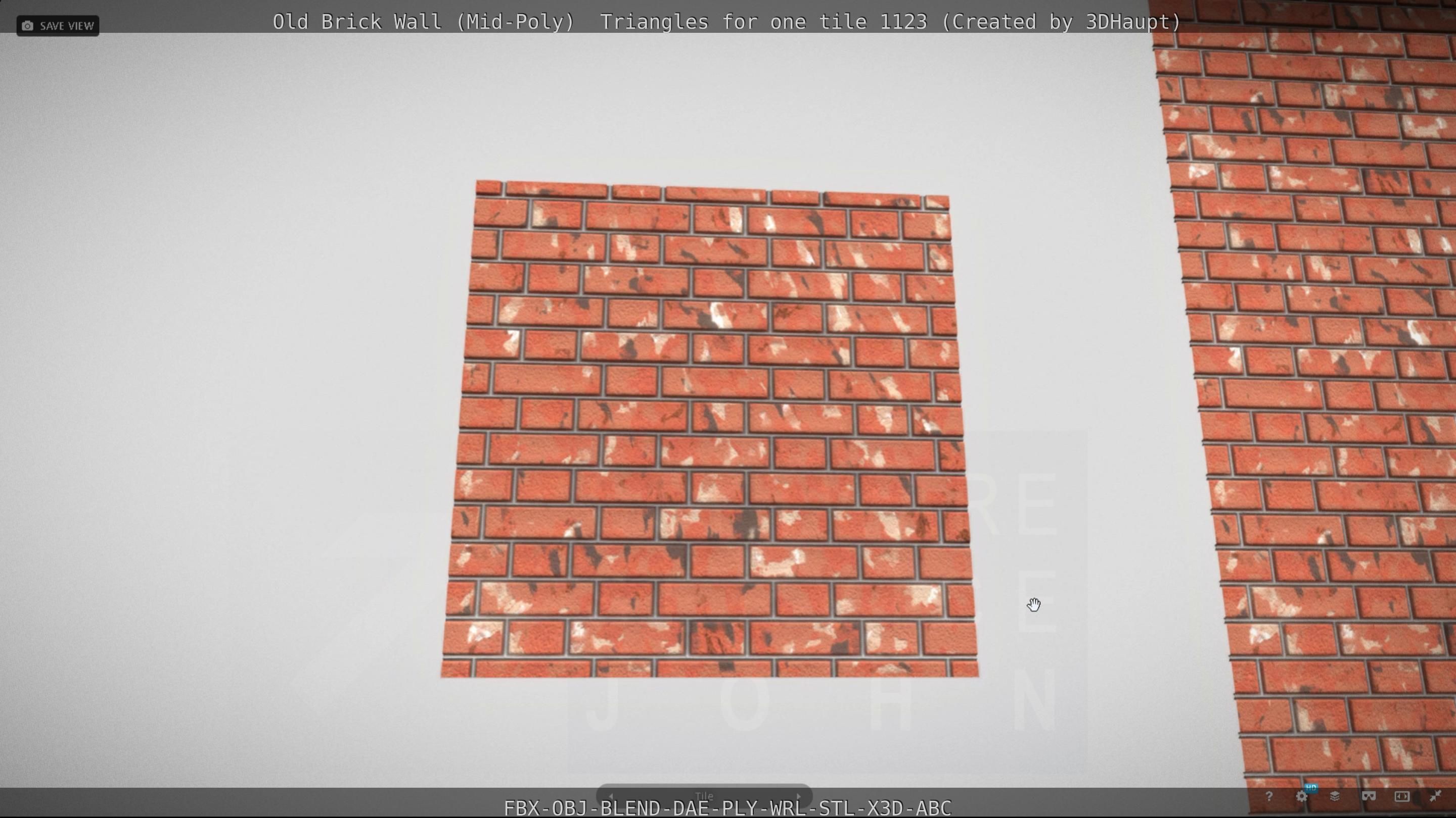 Old Brick Wall Mid-Poly Tile Low-poly 3D model_53