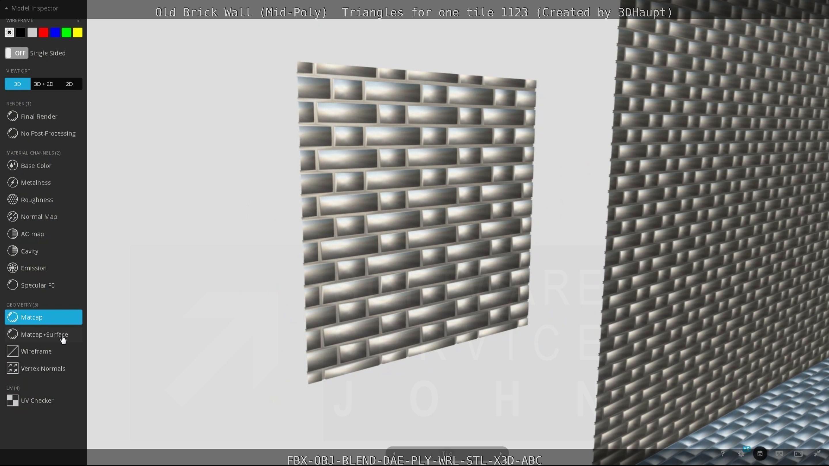 Old Brick Wall Mid-Poly Tile Low-poly 3D model_87