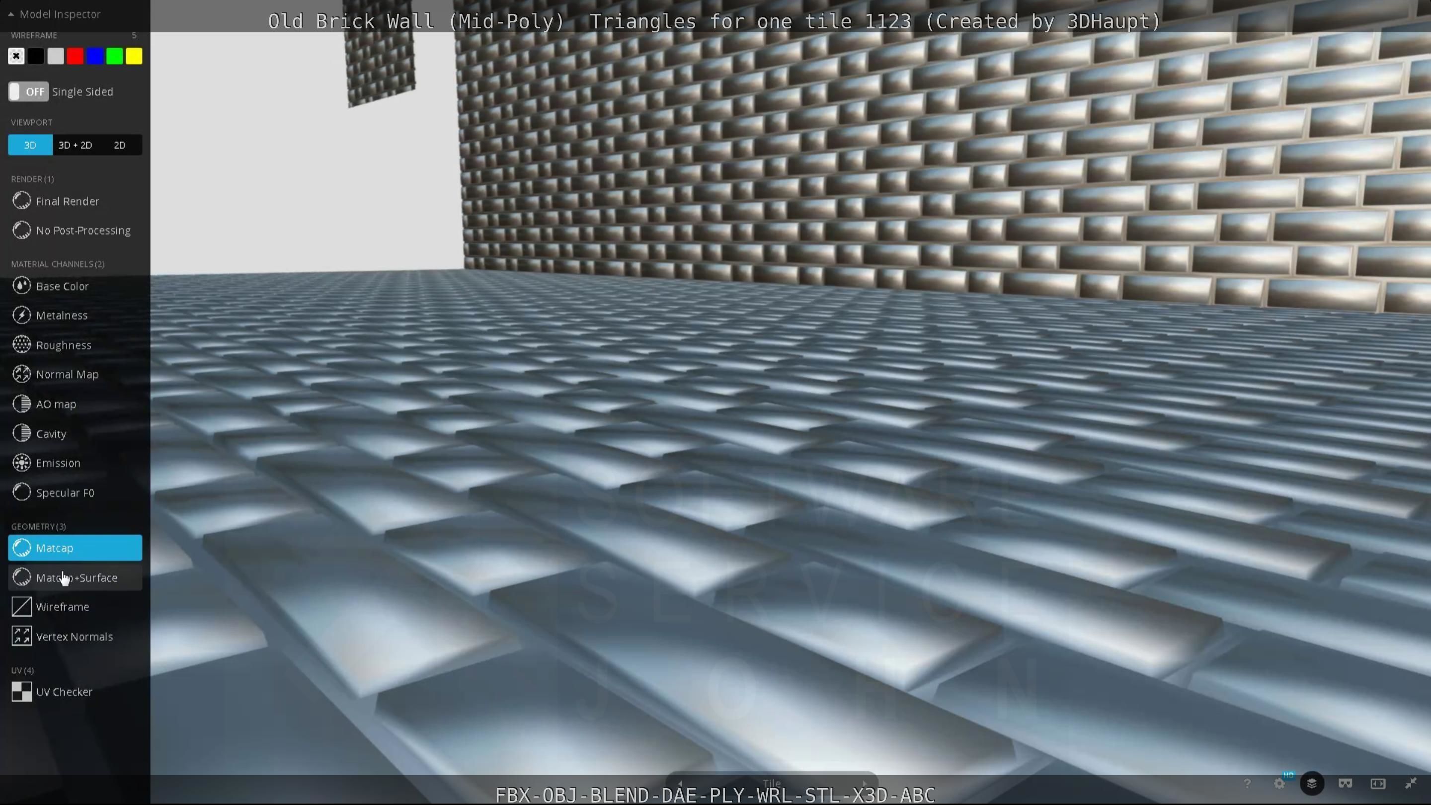 Old Brick Wall Mid-Poly Tile Low-poly 3D model_123