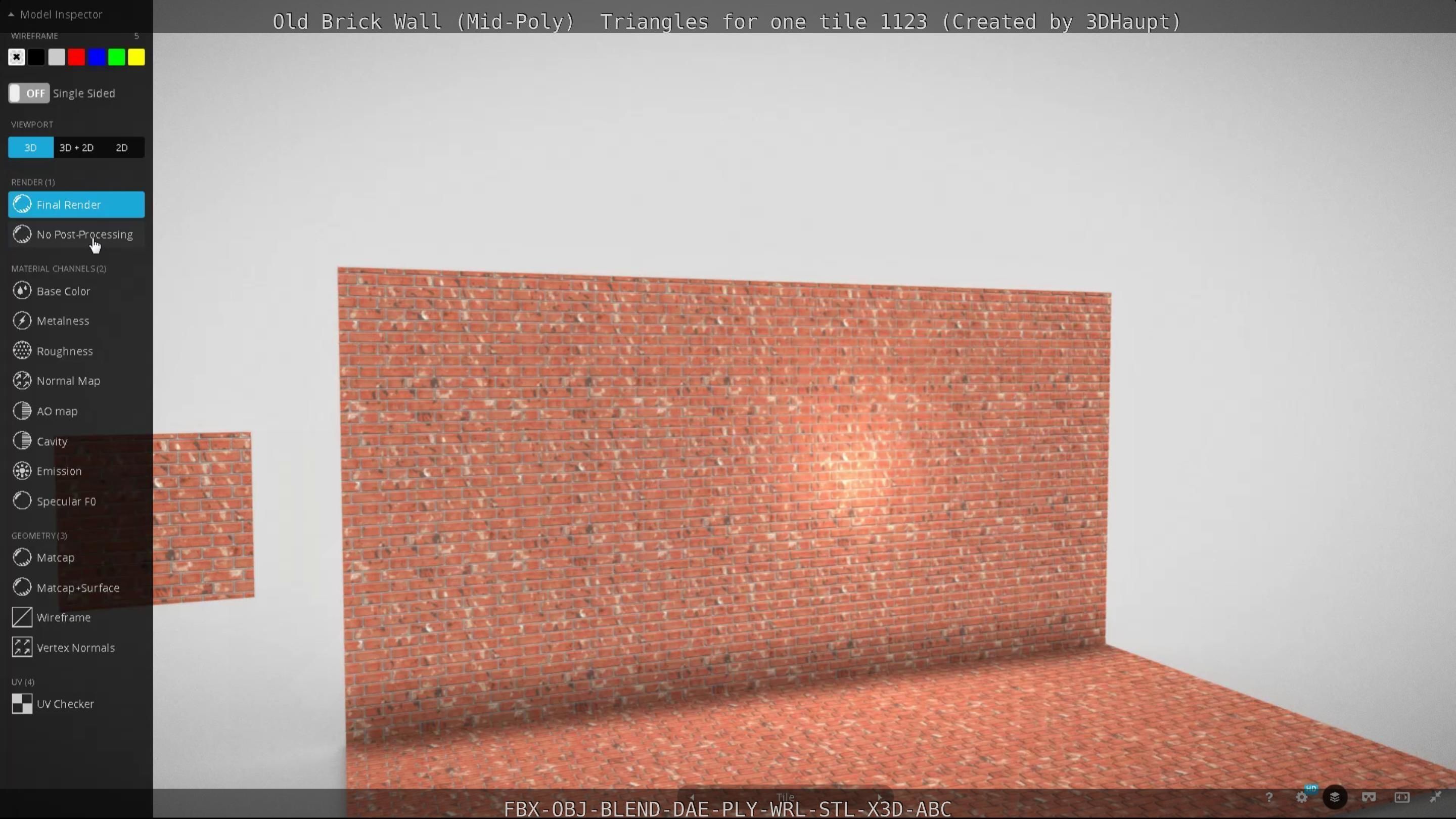 Old Brick Wall Mid-Poly Tile Low-poly 3D model_30