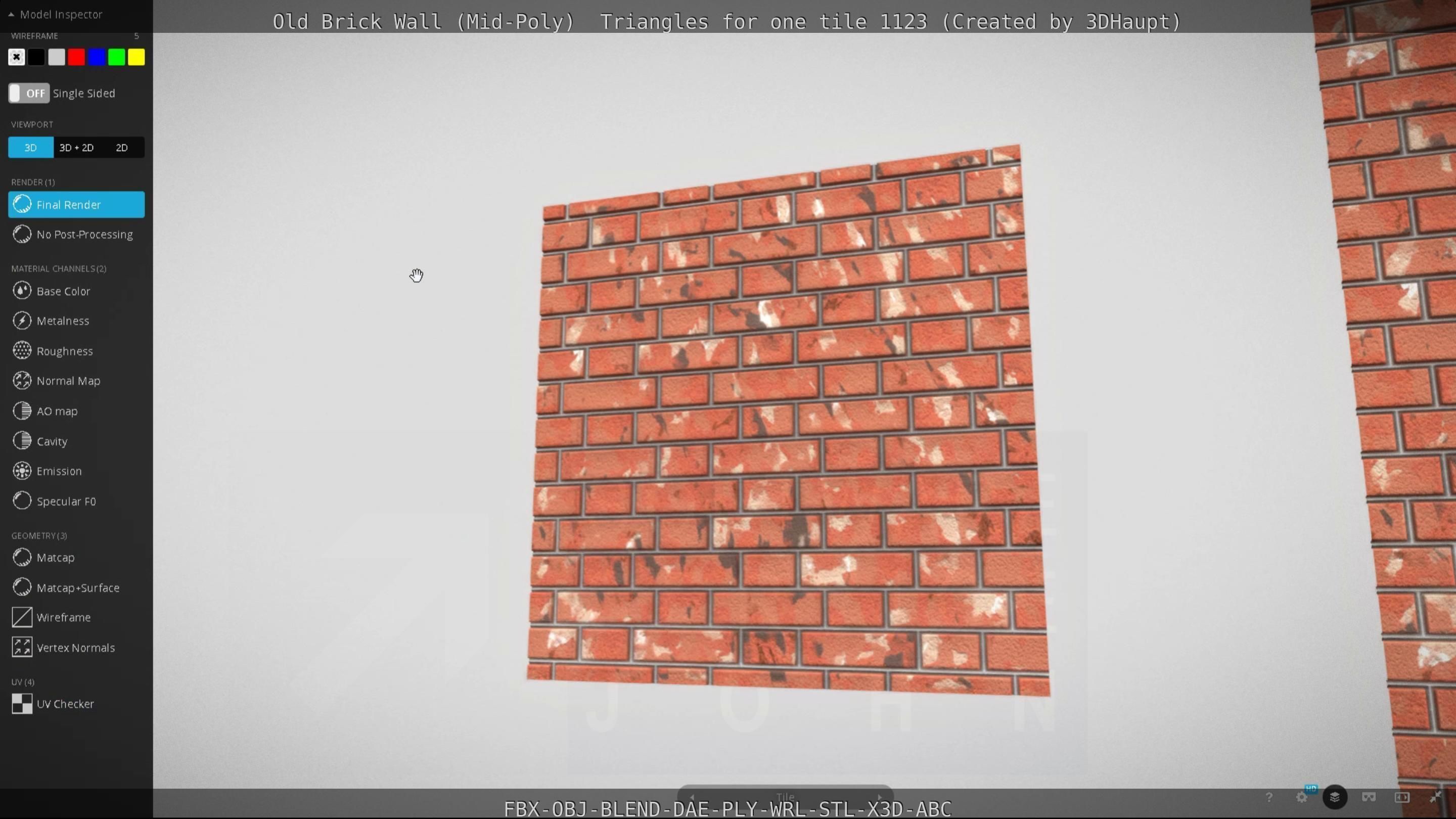 Old Brick Wall Mid-Poly Tile Low-poly 3D model_110