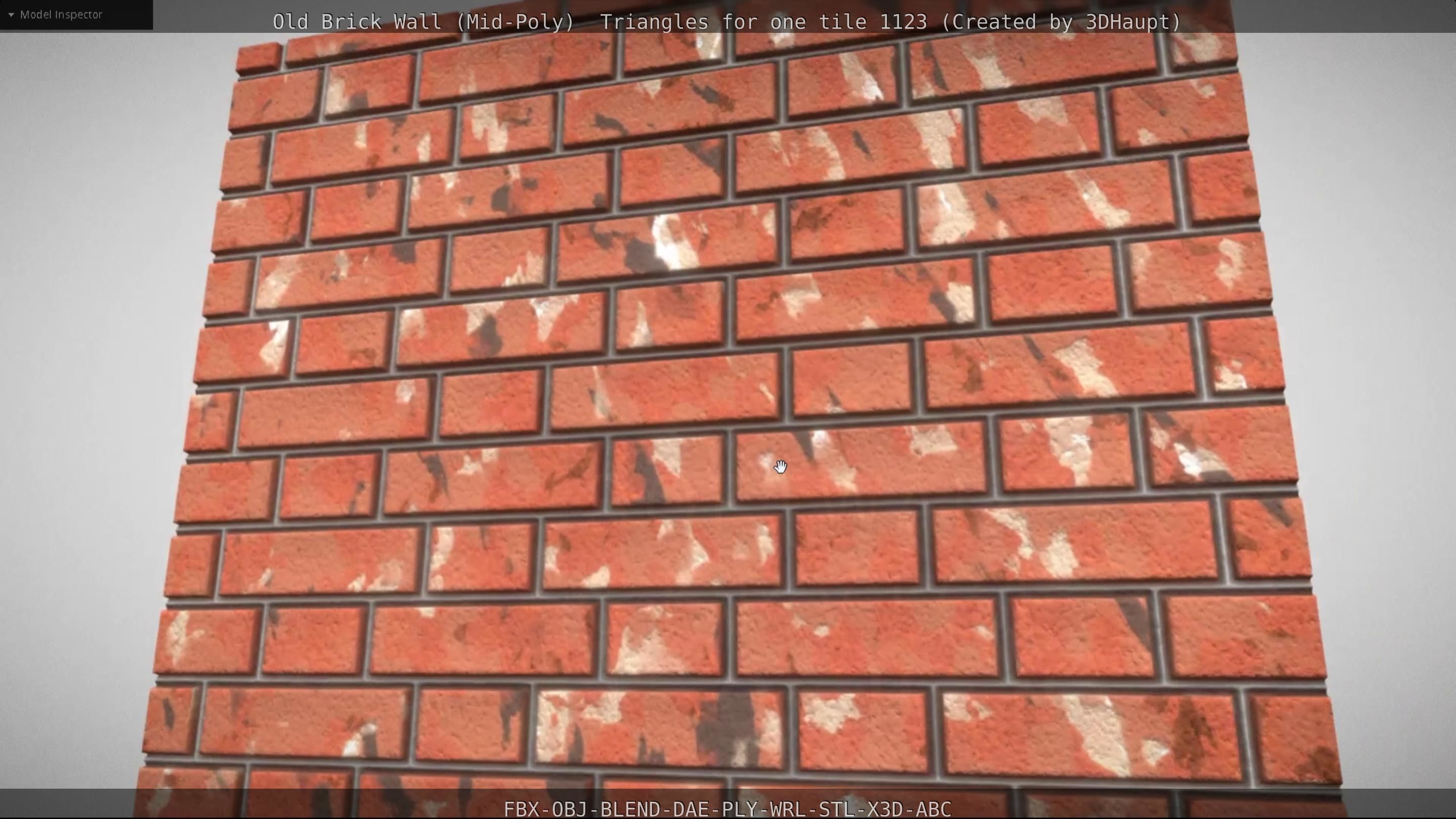 Old Brick Wall Mid-Poly Tile Low-poly 3D model_20