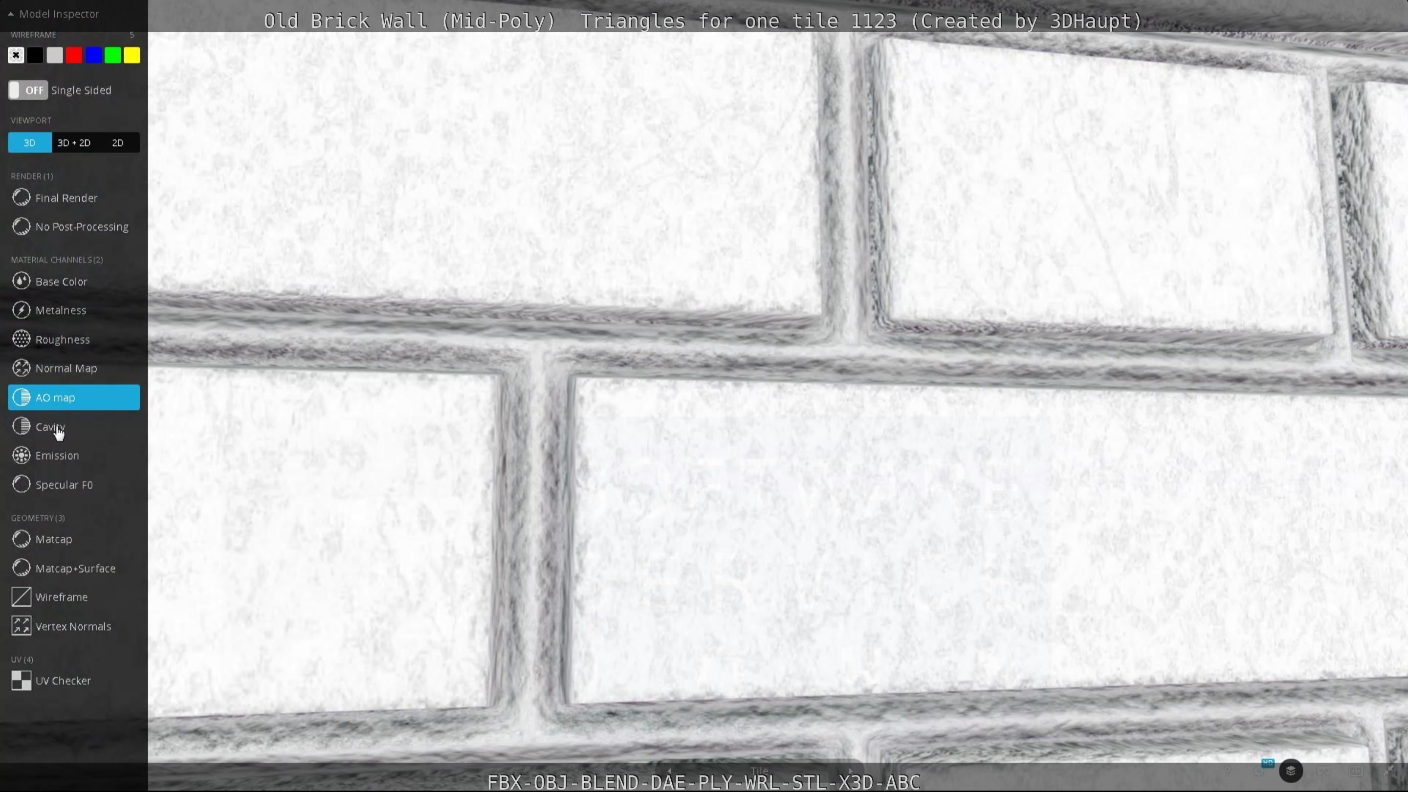 Old Brick Wall Mid-Poly Tile Low-poly 3D model_85