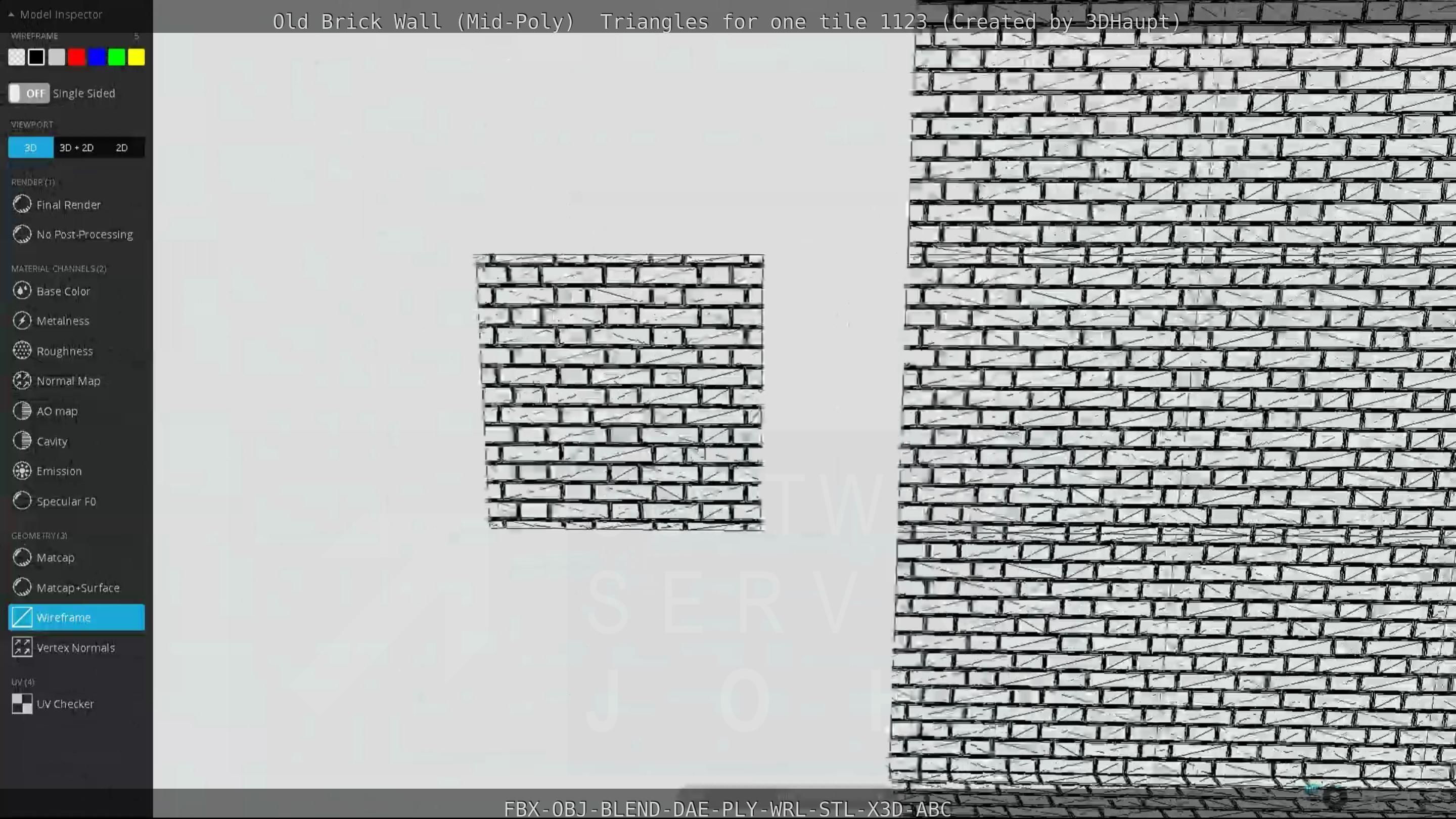 Old Brick Wall Mid-Poly Tile Low-poly 3D model_107